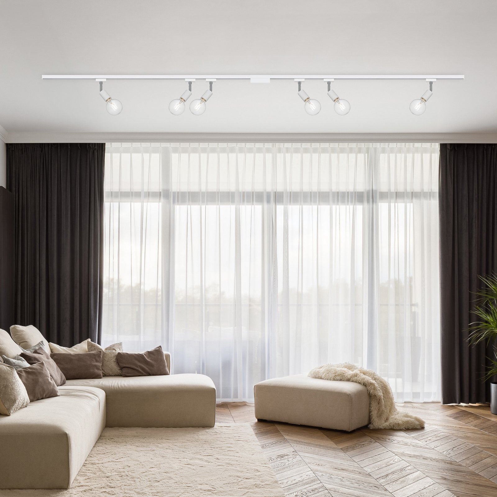 Sada koľajníc DUOline Diallo, biela 2 m 6-pl. E27-LED 2-pl.