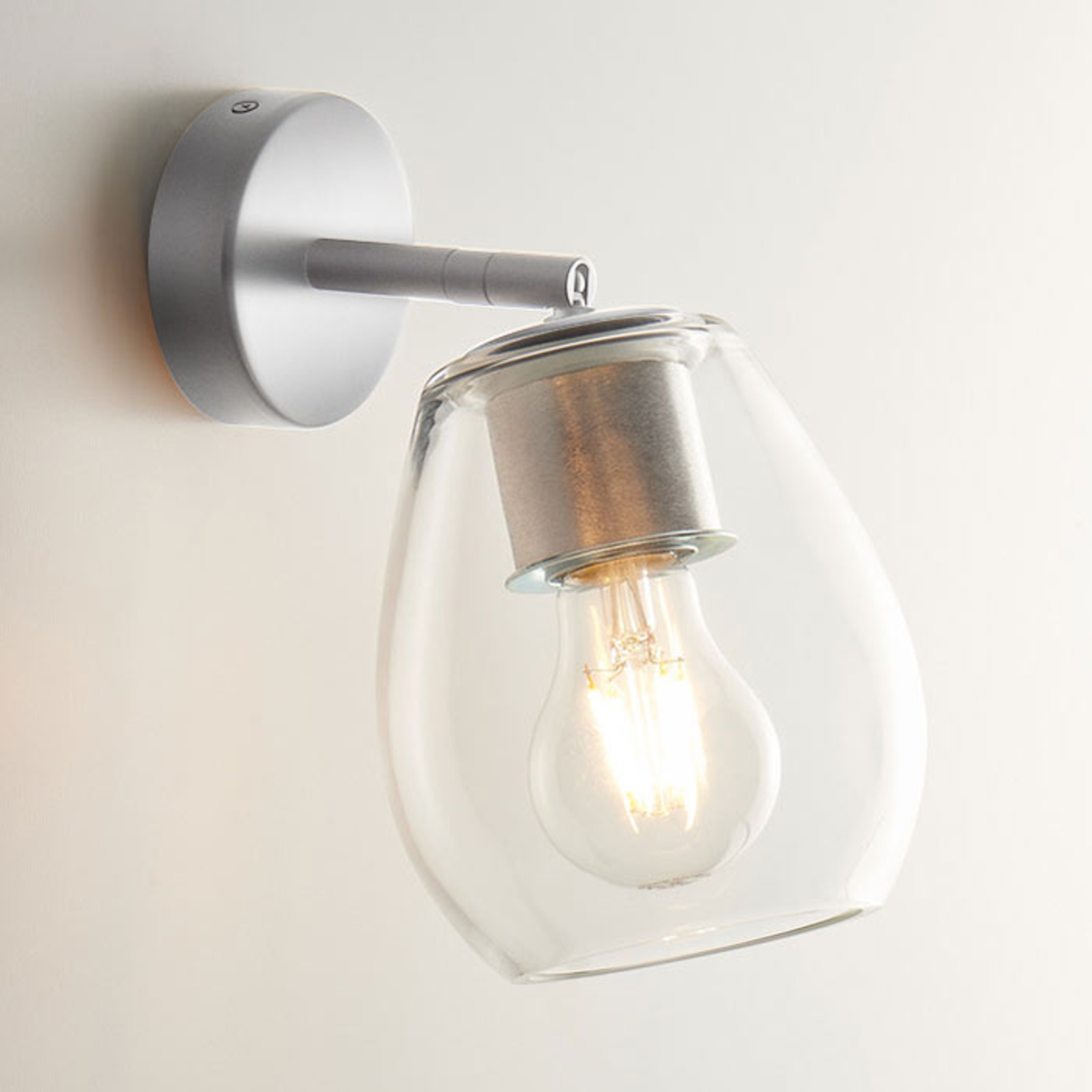 Casablanca Bagan - movable wall lamp, clear, for Living / Dining Room, aluminium, glass, E27, 60 W, energy efficiency: A++, W: 13 cm, H: 19 cm