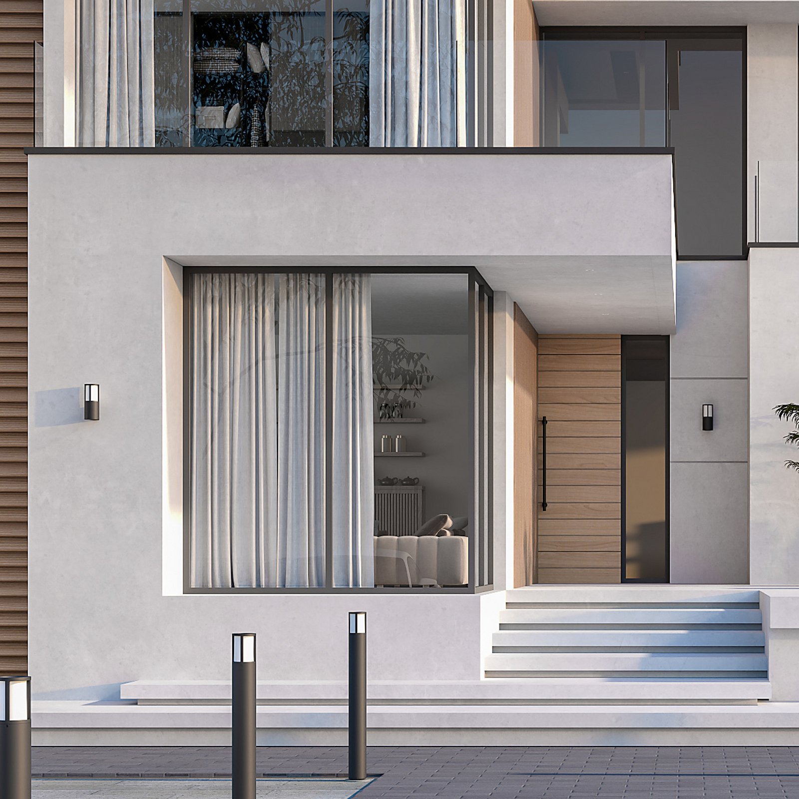 Facado II utomhusvägglampa, grå/opal, Ø 11 cm, IP65, metall