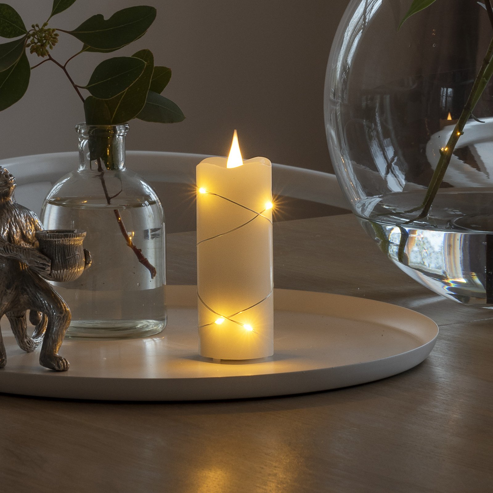 LED vosková sviečka krémová farba jantárová 12,7 cm
