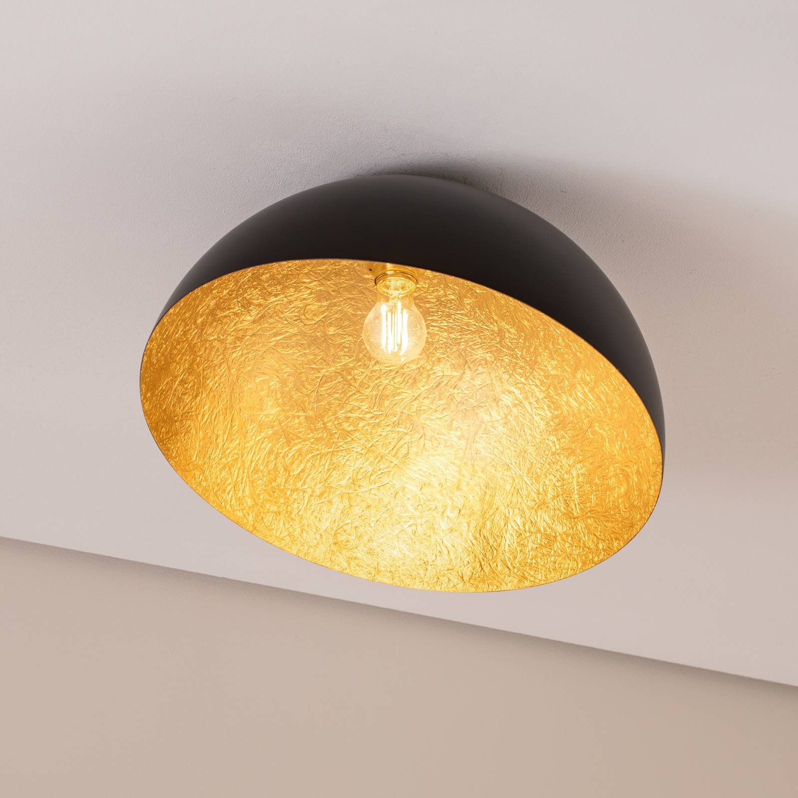 Deckenleuchte Sfera, Ø 50cm, schwarz/gold günstig online kaufen