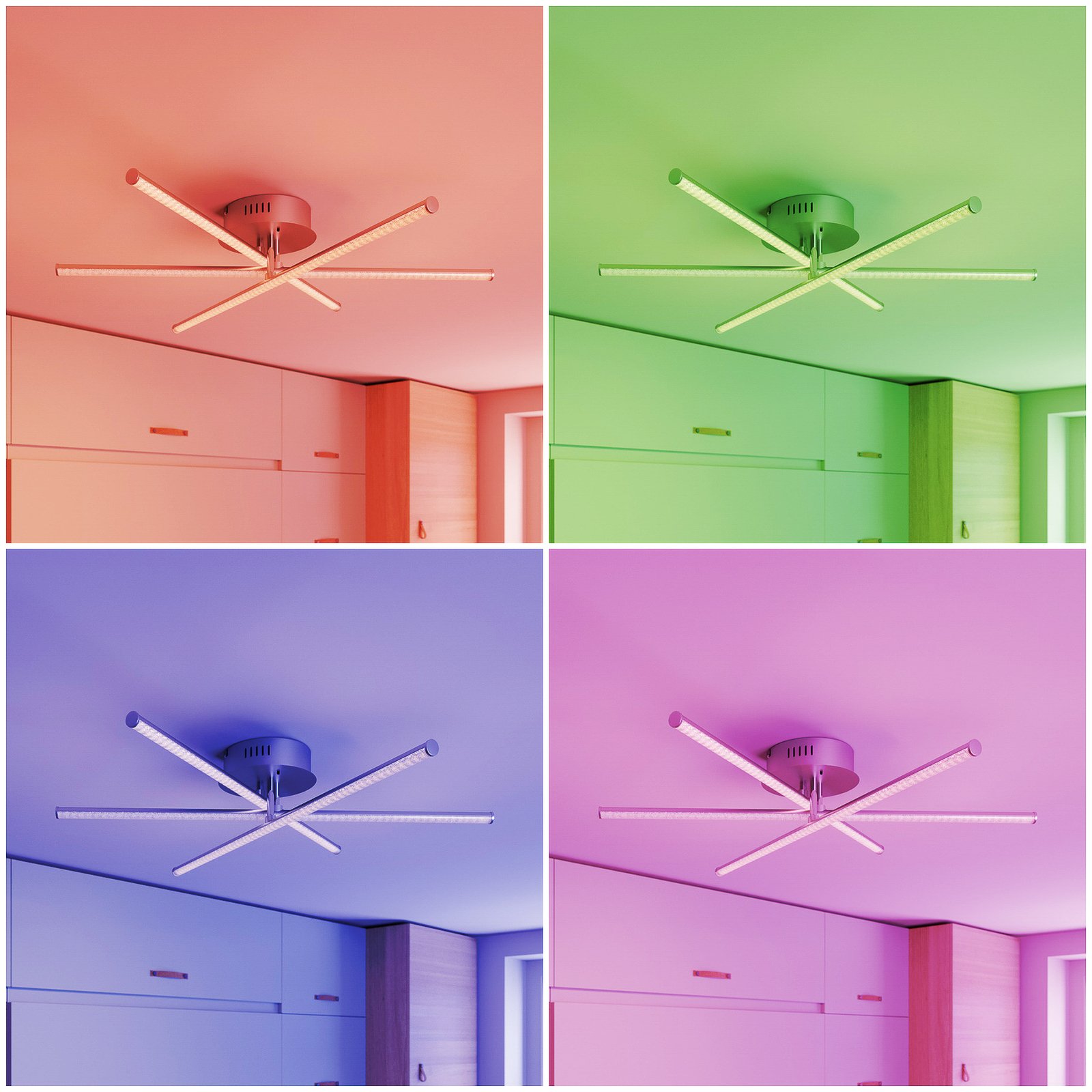 Lindby Lansson LED RGB ceiling light, three-bulb