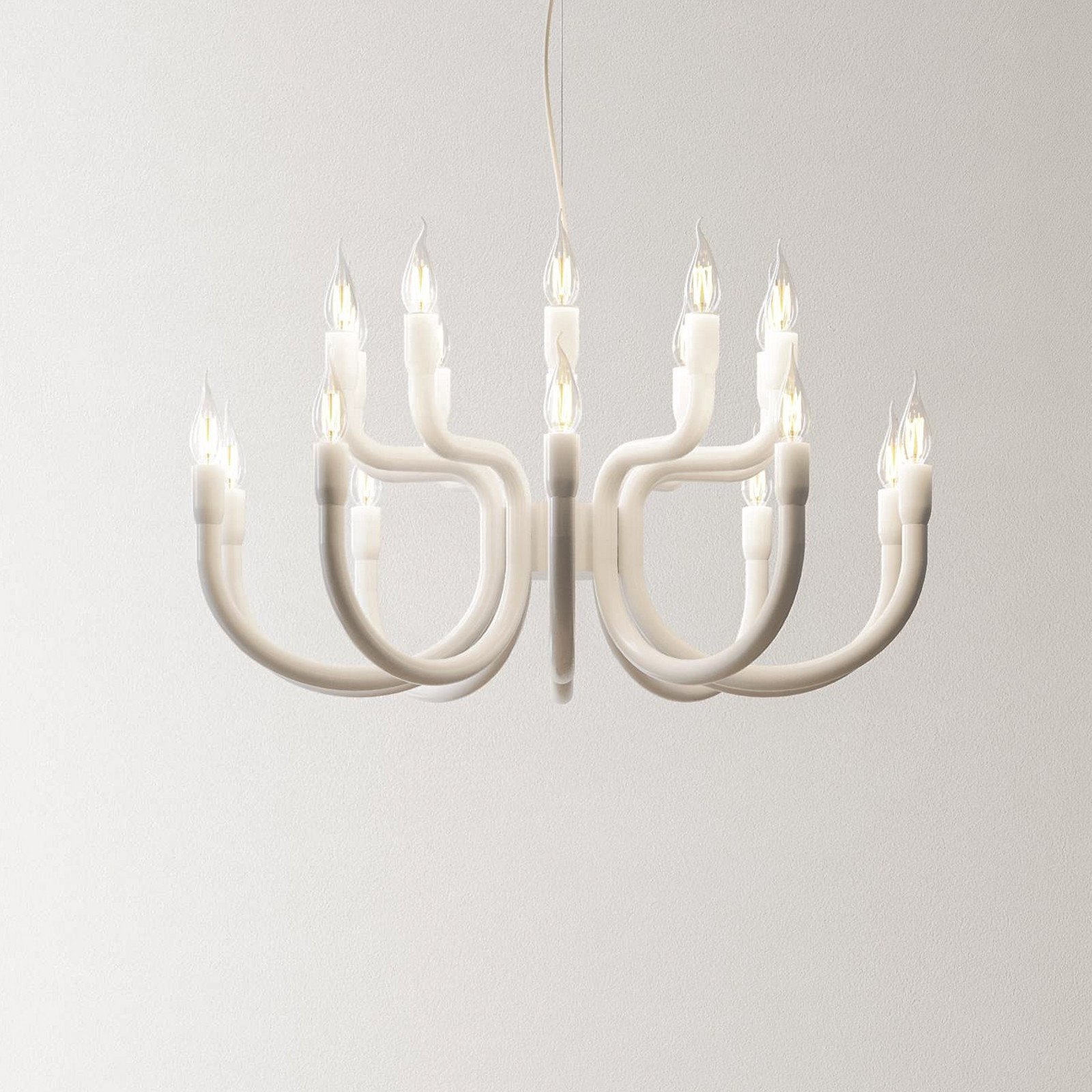 Candelabru Karman Snoob alb Ø 73 cm aluminiu 20 de lumini. - Camera de zi / sufragerie