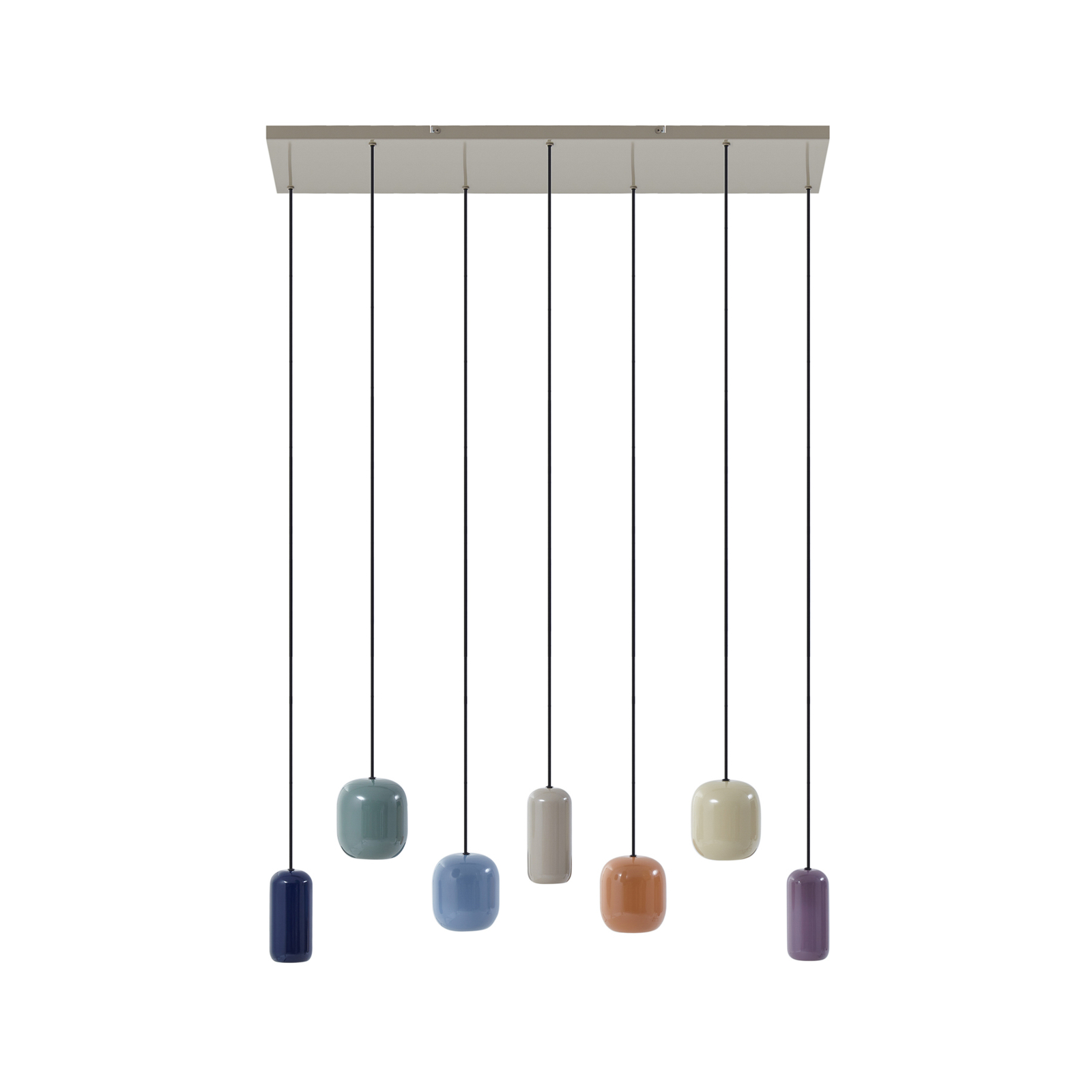 Lucande hanglamp Narion, 7-lamps, kleurrijk, metaal, GU10
