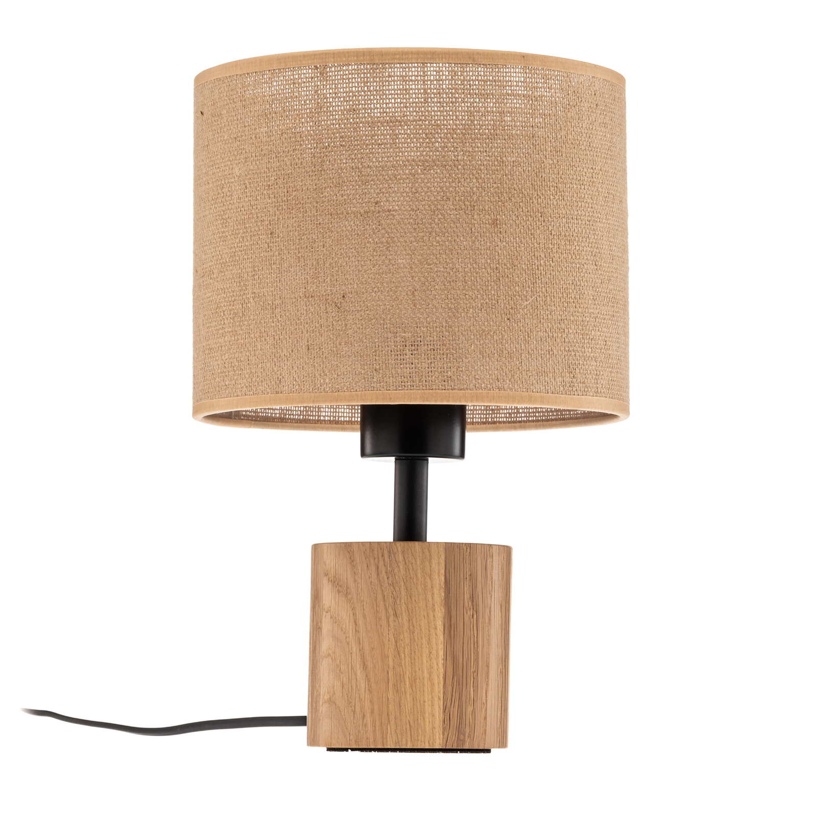 Tidas table lamp, oiled oak, Ø 20 cm, cream