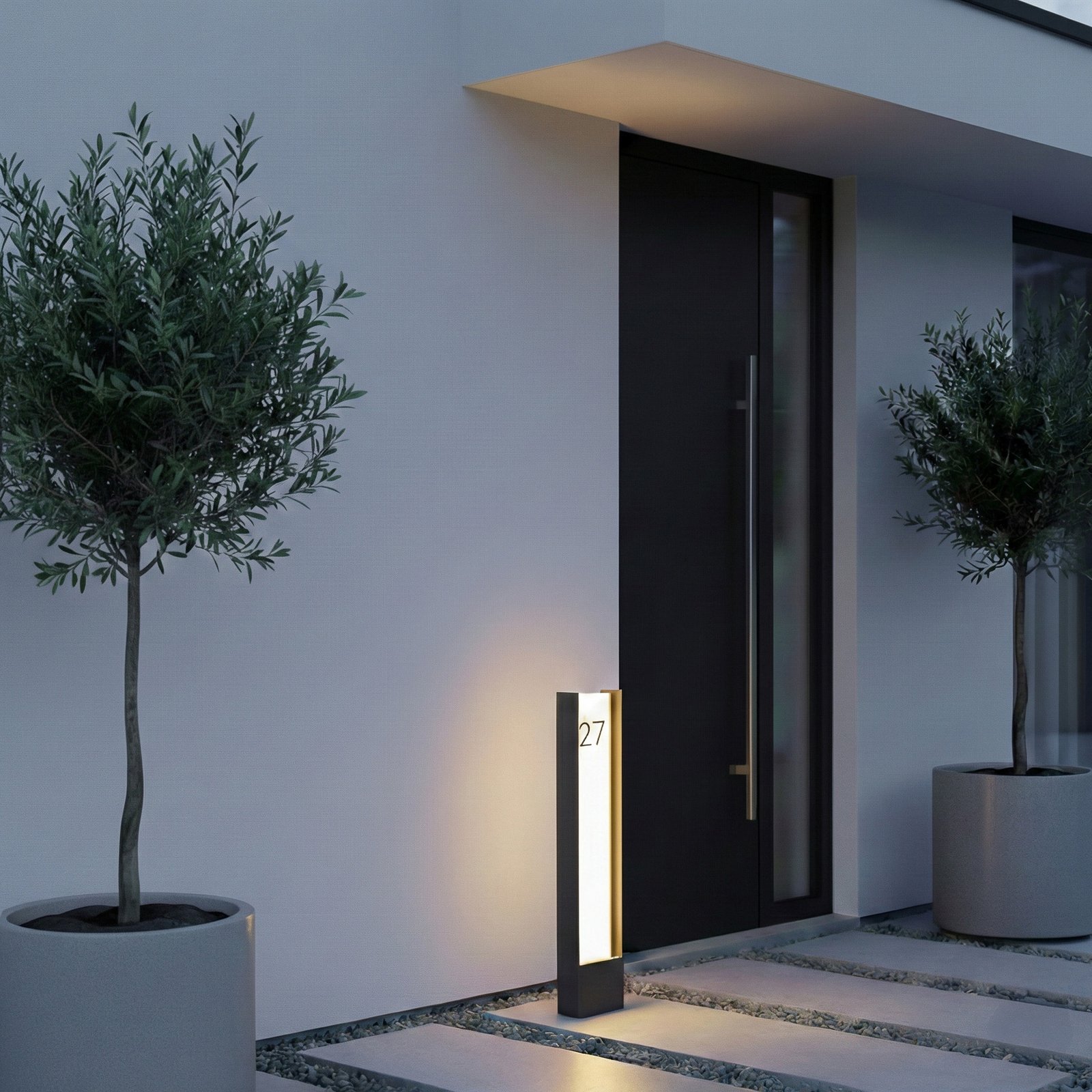 borne lumineuse LED Lindby Selqa, numéro de maison, anthracite, IP65