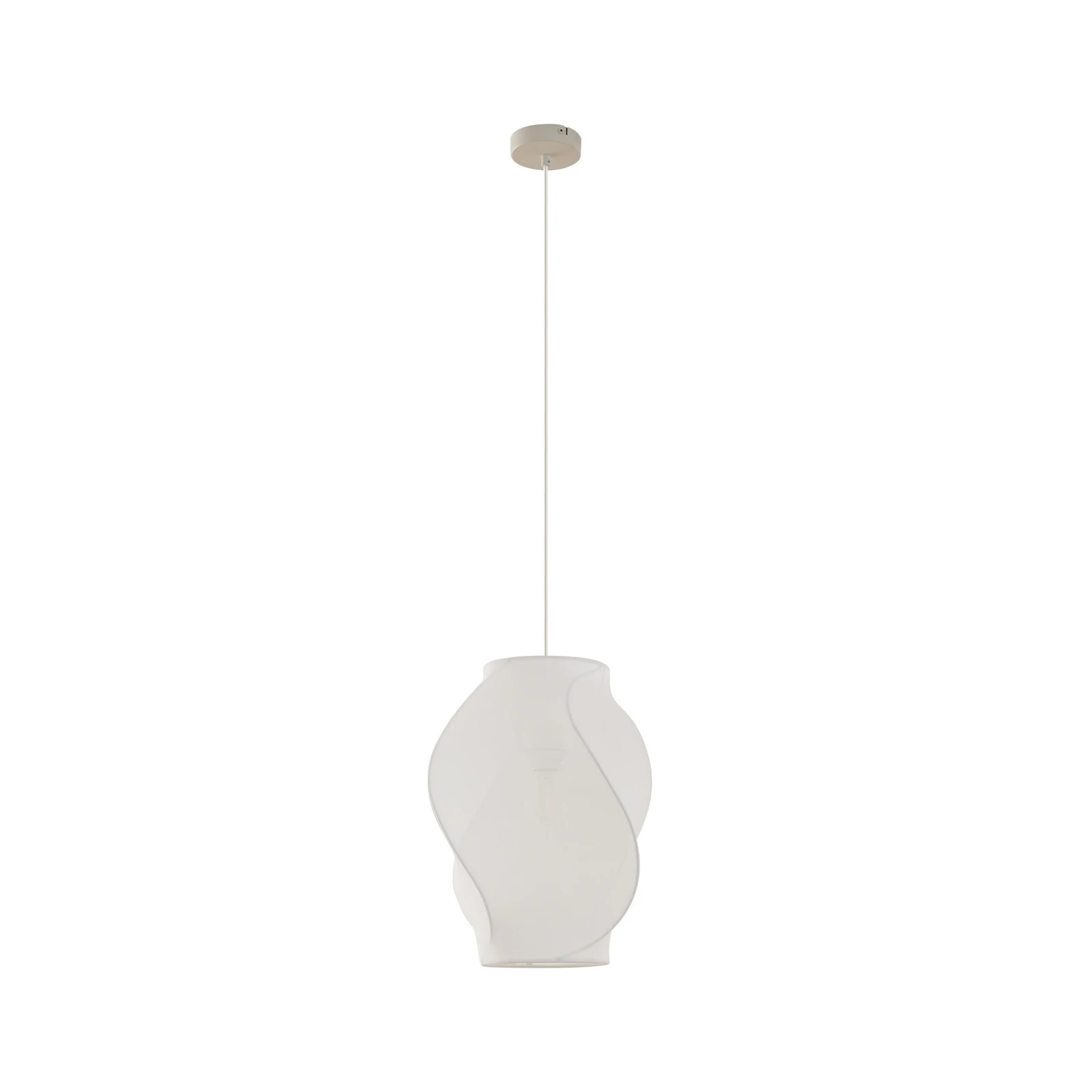 Lucande Lampada a sospensione Tovina, tessuto, bianco, Ø35cm