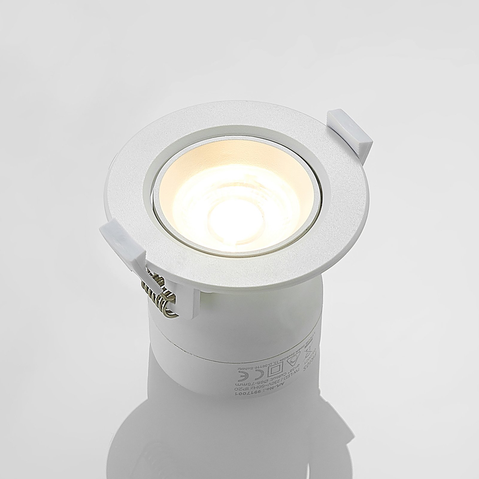 Prios Shima LED-Einbauleuchte, weiß, 3.000 K, 7 W