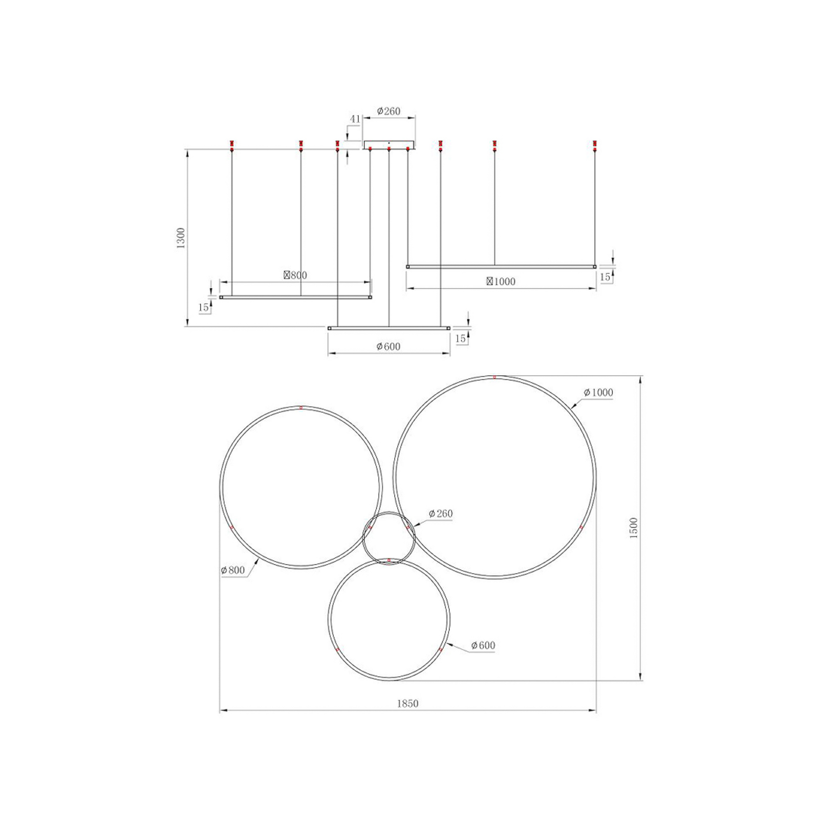 LED-Hängeleuchte Saturno, goldfarben, 3-fl., Metall, 4.000 K