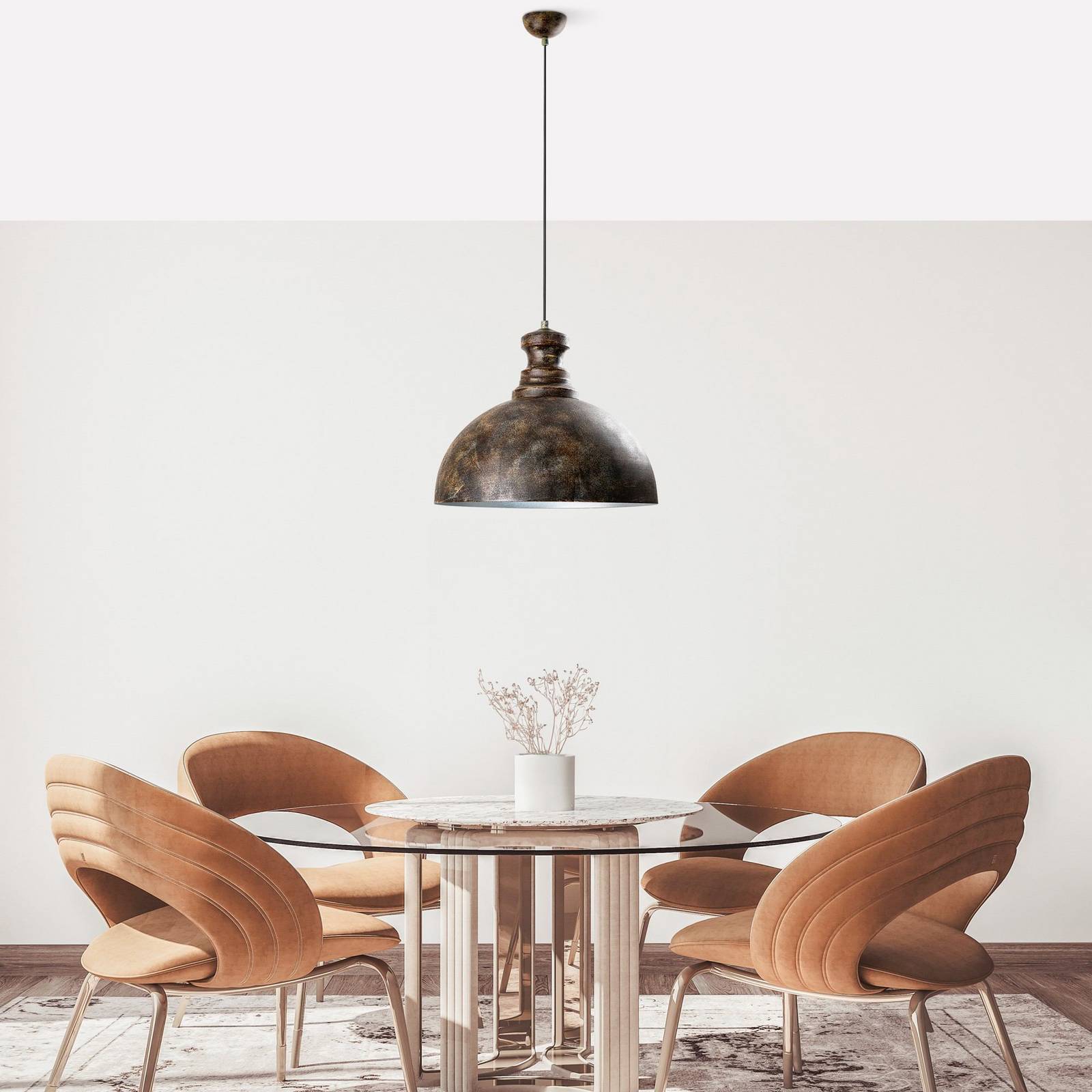 Pendelleuchte Saglam, 1-flammig, altmessing, Metall, Ø 40 cm günstig online kaufen