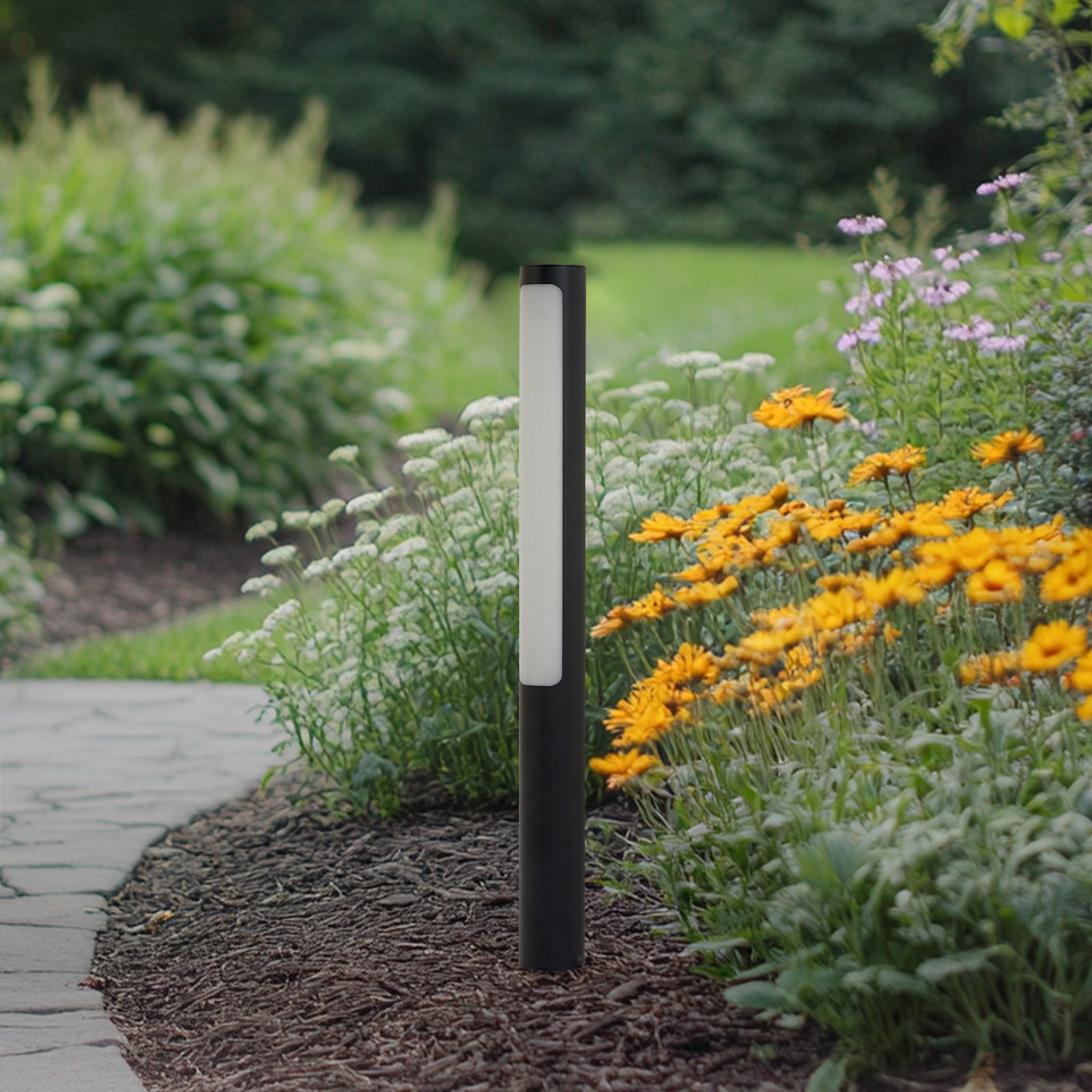 Lucande LED path light Tuberia, anthracite, metal, 80 cm