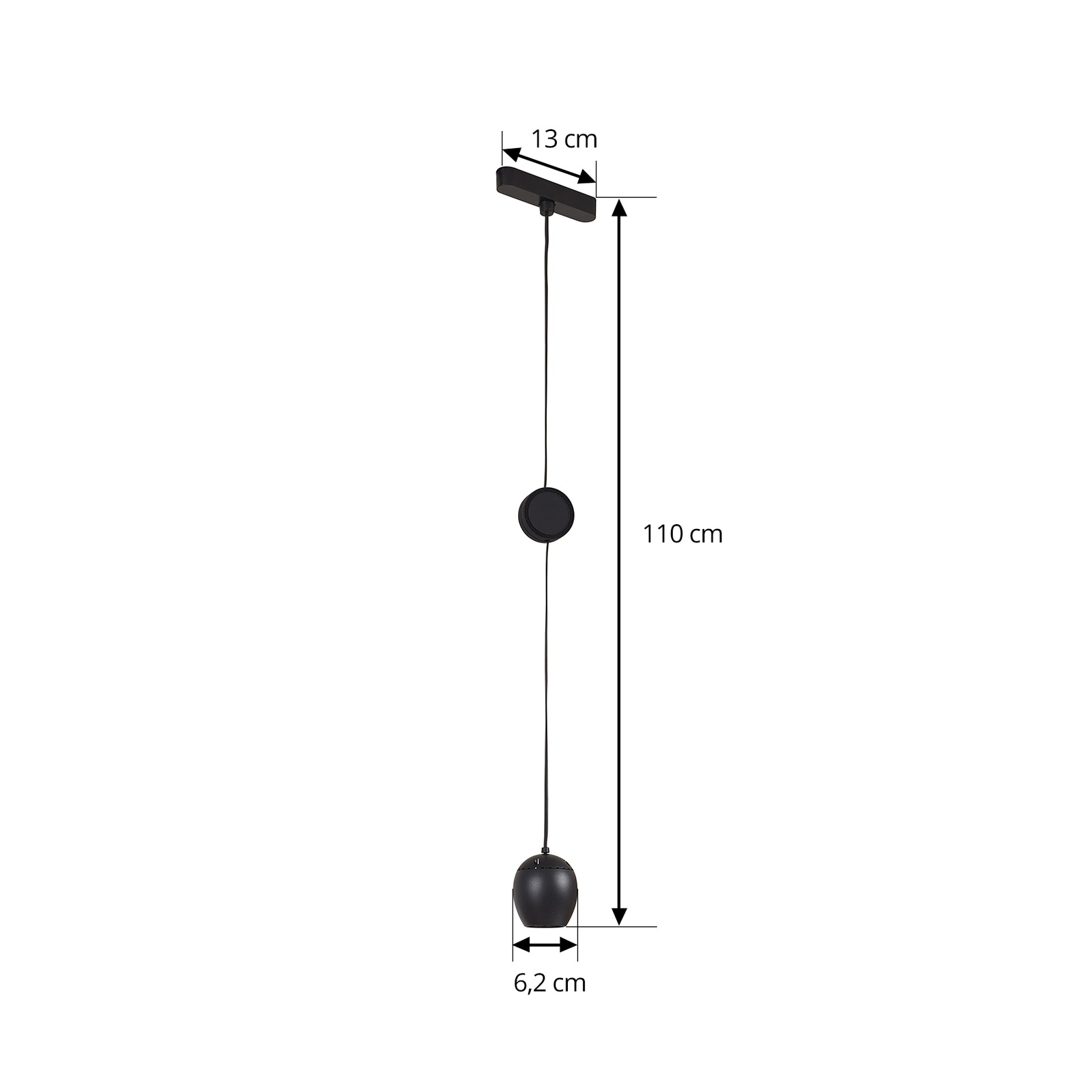 Lindby LED-Pendelleuchte Lumaro, schwarz, Ø 6,2 cm, 48V