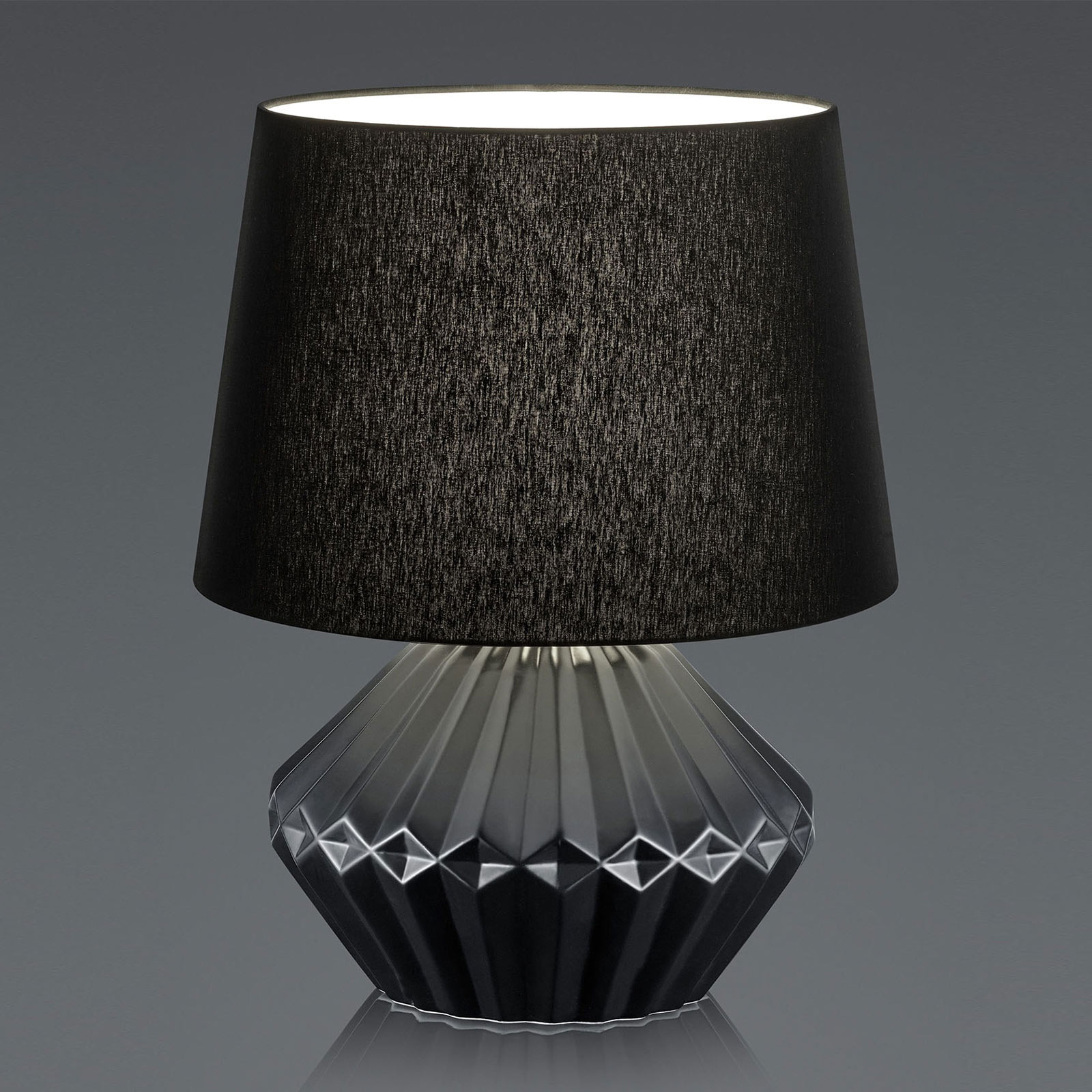 B-Leuchten Kera table lamp, fabric lampshade 46 cm, for Living / Dining Room, fabric, E27, 60 W, energy efficiency: A++, H: 46 cm