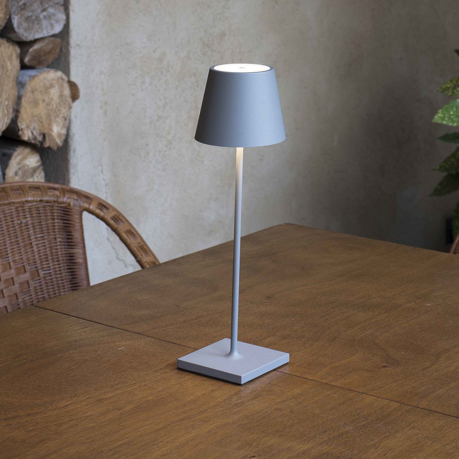 Lampa stołowa LED Toc ładowarka USB, IP54, szara