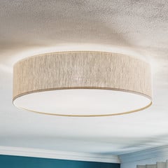 Lampa sufitowa Leano szara okrągła z lnu
