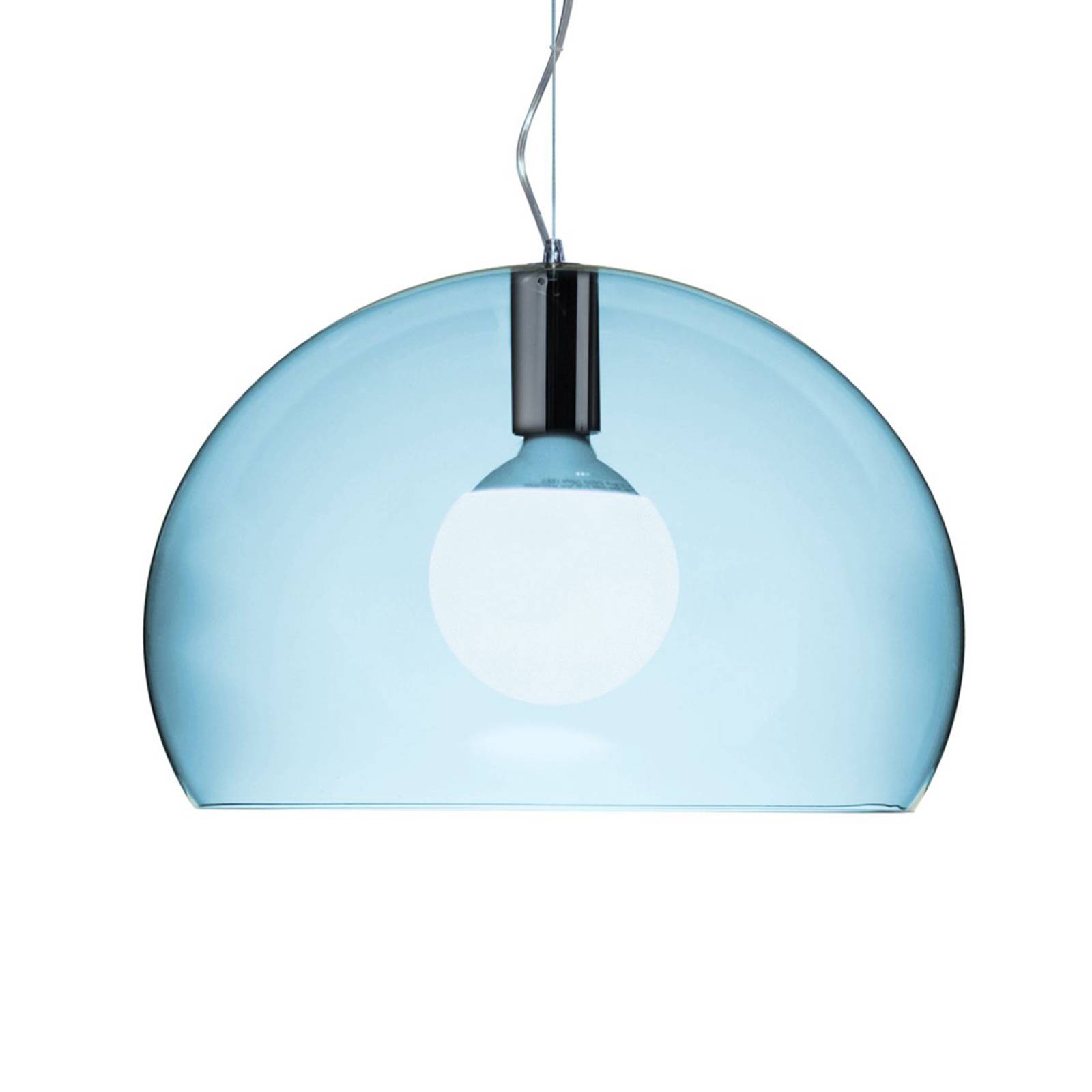 Kartell Small FL/Y LED hanging light cloud blue, for Living / Dining Room, PMMA, E27, 15 W, H: 28 cm