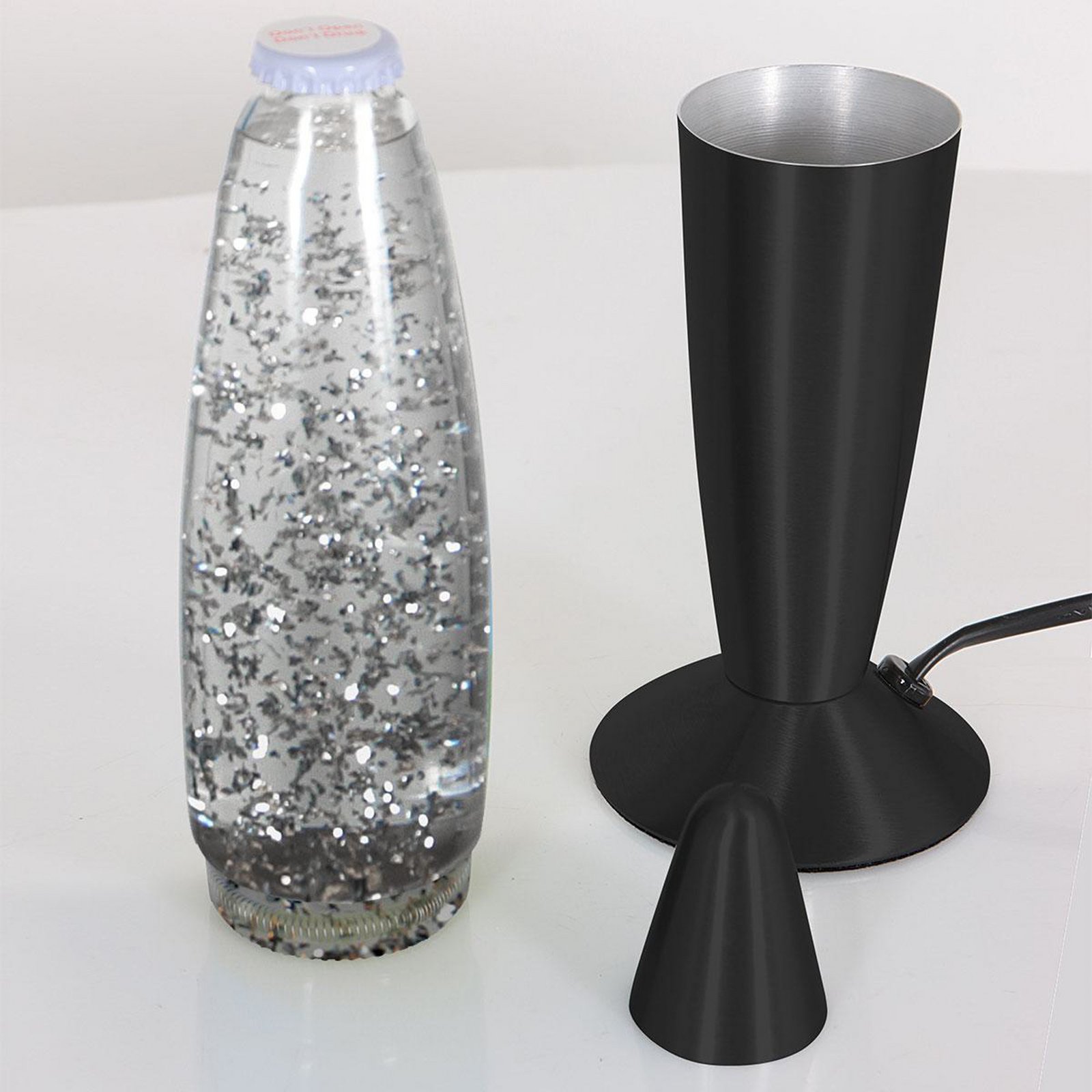 Volcan 4187 table lamp, black, glitter effect, E14