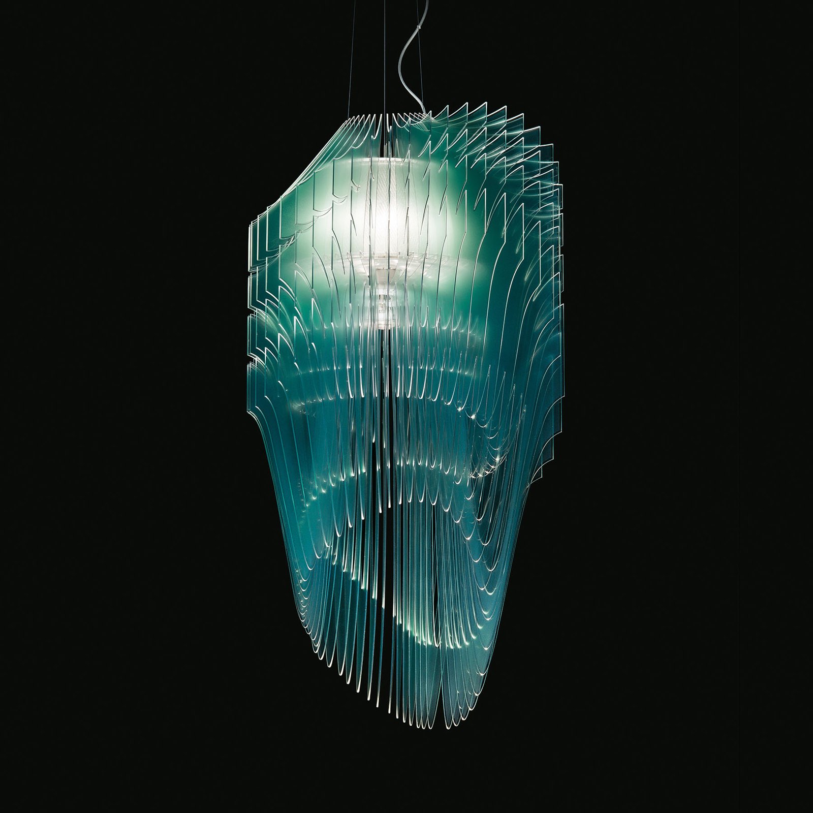 Slamp Avia Edition M Turquoise hanging light, for Living / Dining Room, Cristalflex®, Lentiflex®, E27, energy efficiency: A++, H: 100 cm