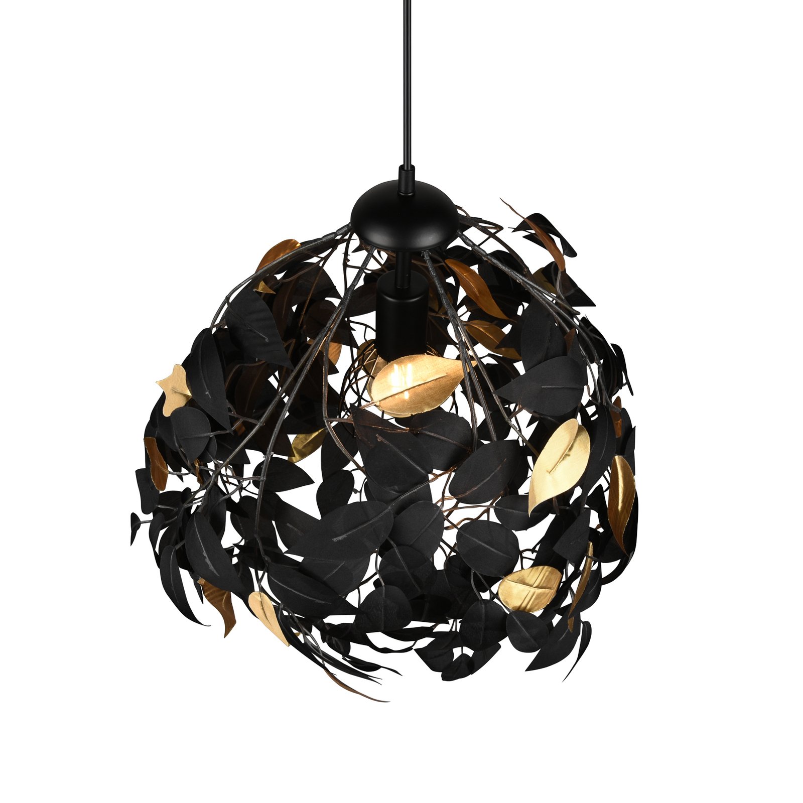 Leavy taklampa, svart/guld, Ø 38 cm, plast
