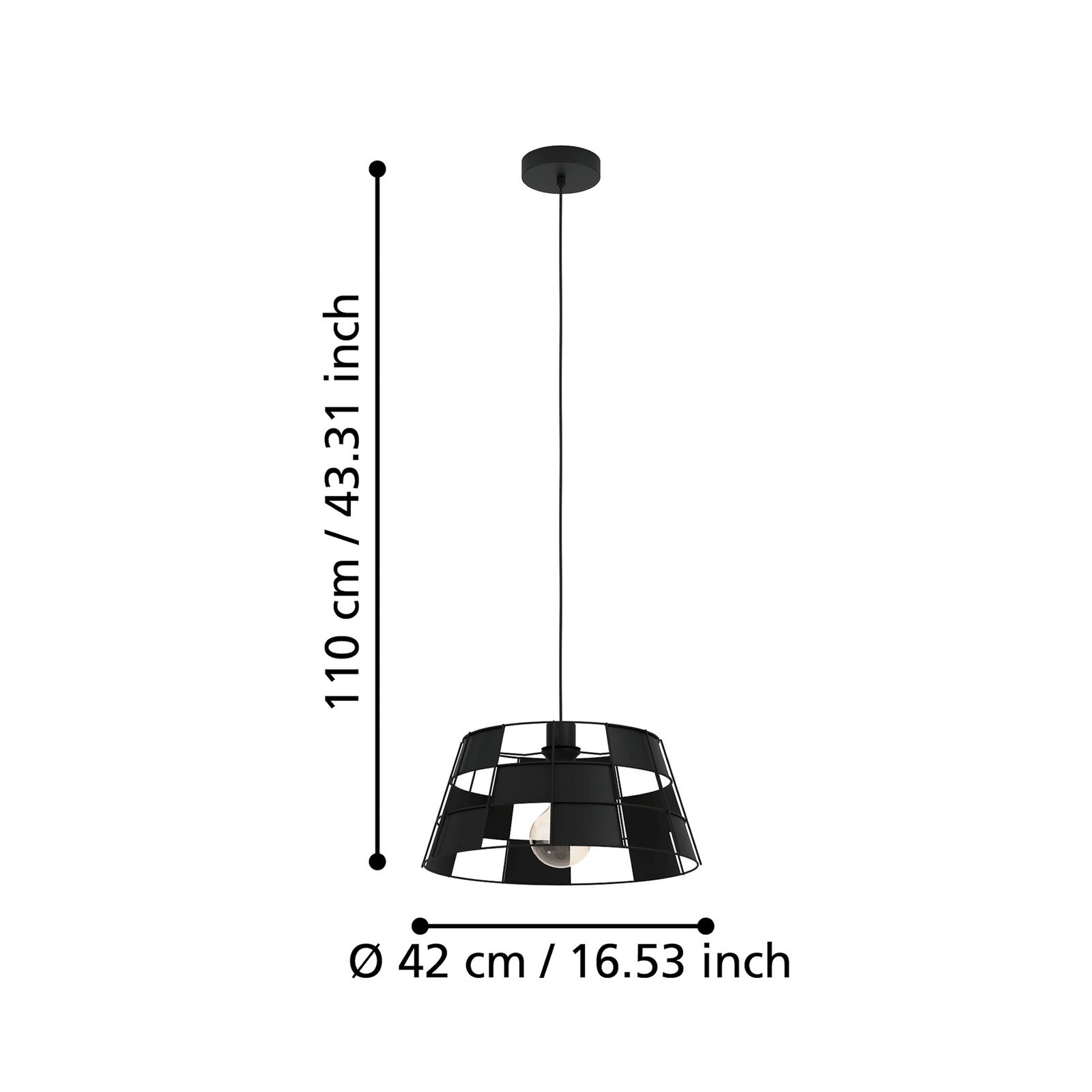 EGLO Pontefract pakabinamas šviestuvas iš plieno, juodos spalvos