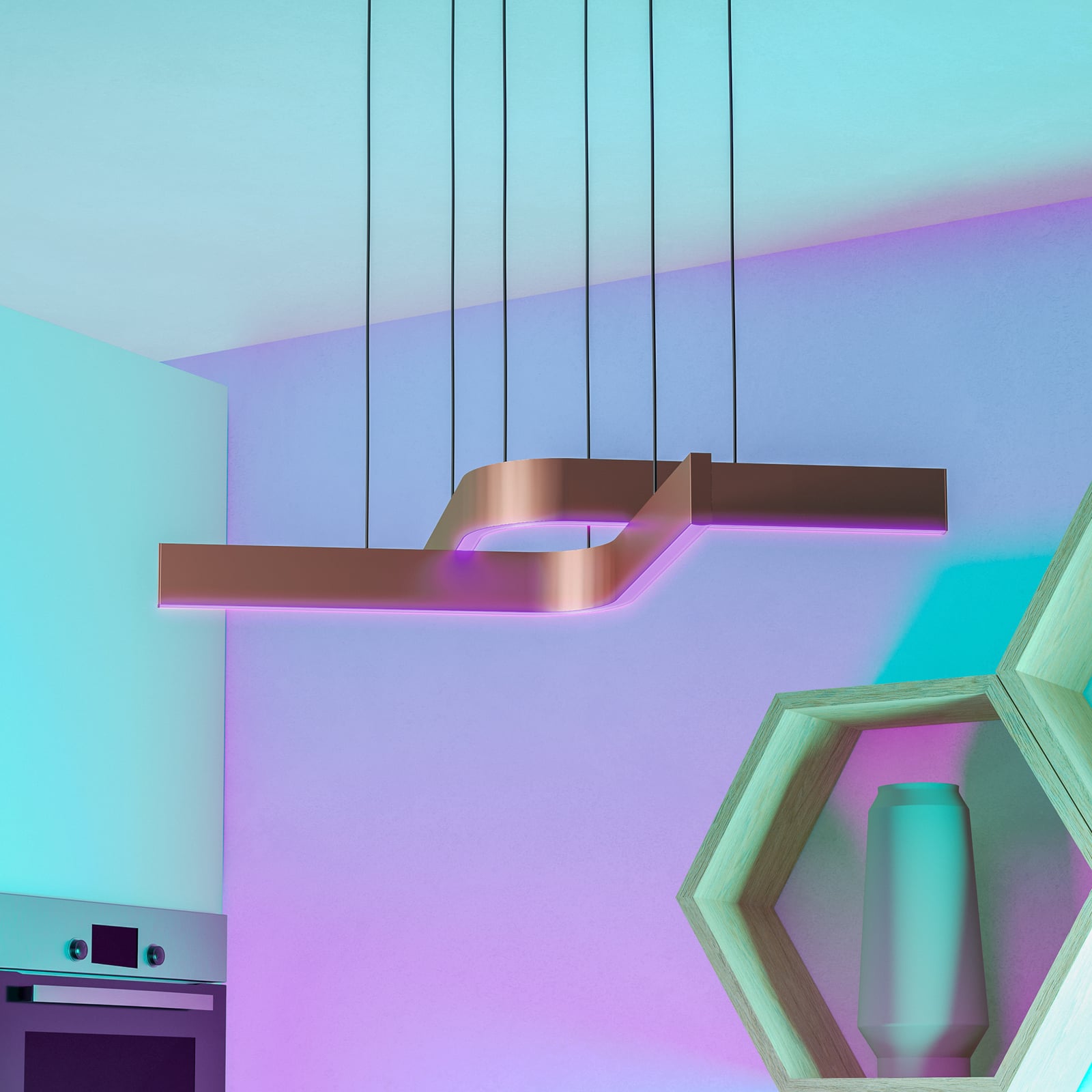 LED hanglamp Folcino-Z, bronskleurig, 64 cm, CCT