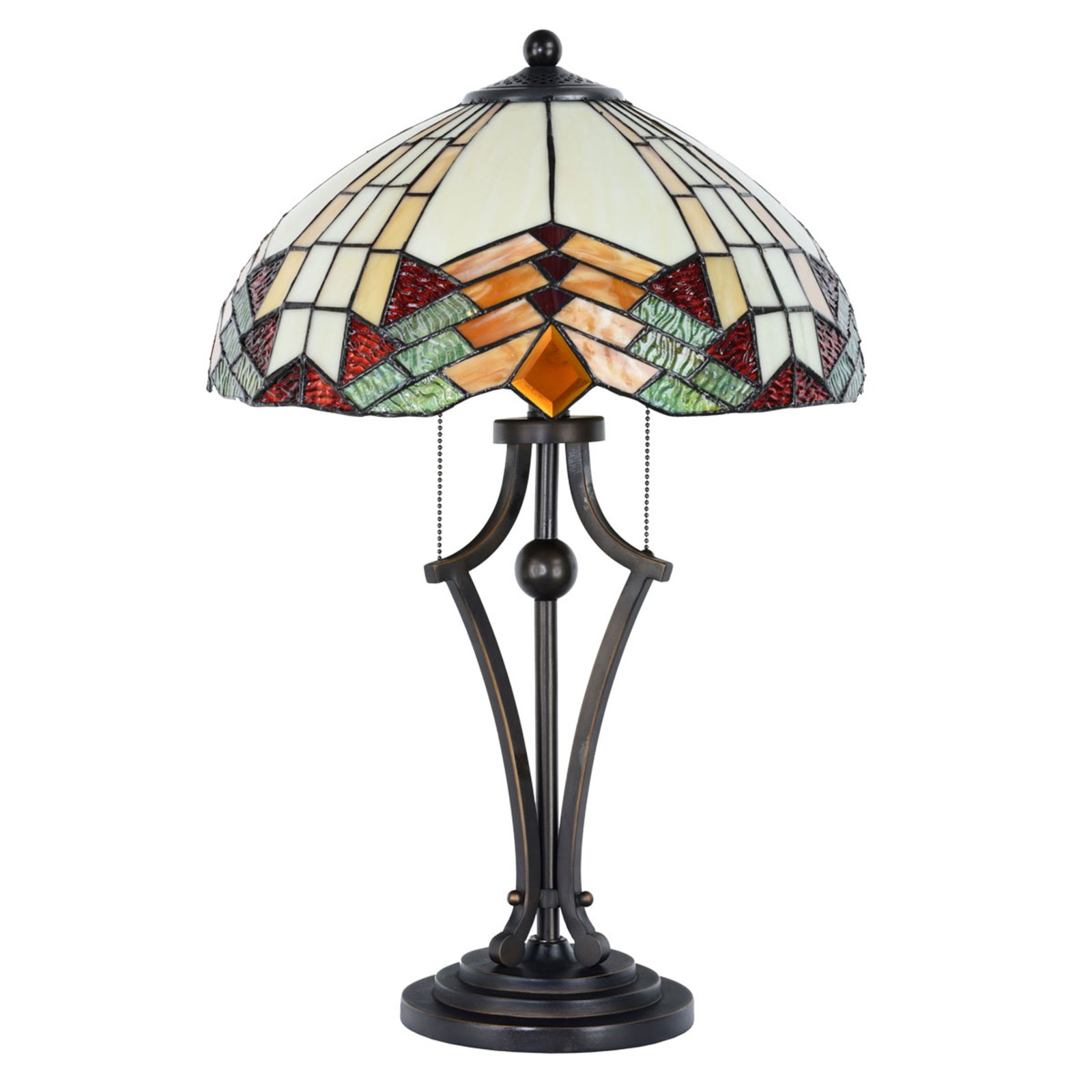 Tiffany išvaizdos stalinė lempa 5961 su spalvotu stiklu