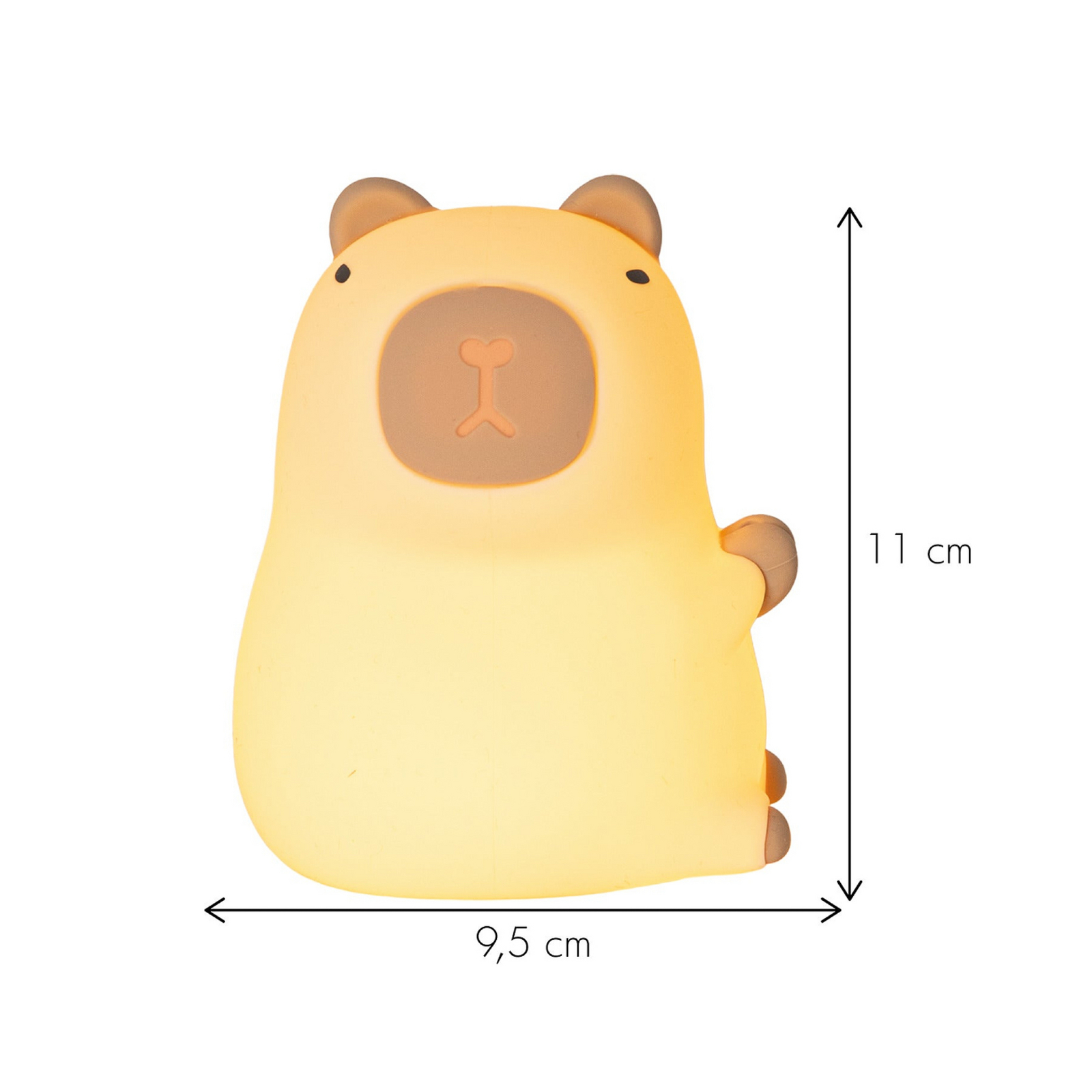 Capybara LED punjiva noćna svjetiljka, bijela/smeđa, 11 cm, RGB, osjetljiva na Capybara LED punjiva noćna svjetiljka, bijela/smeđa, 11 cm, RGB, osjetljiva na