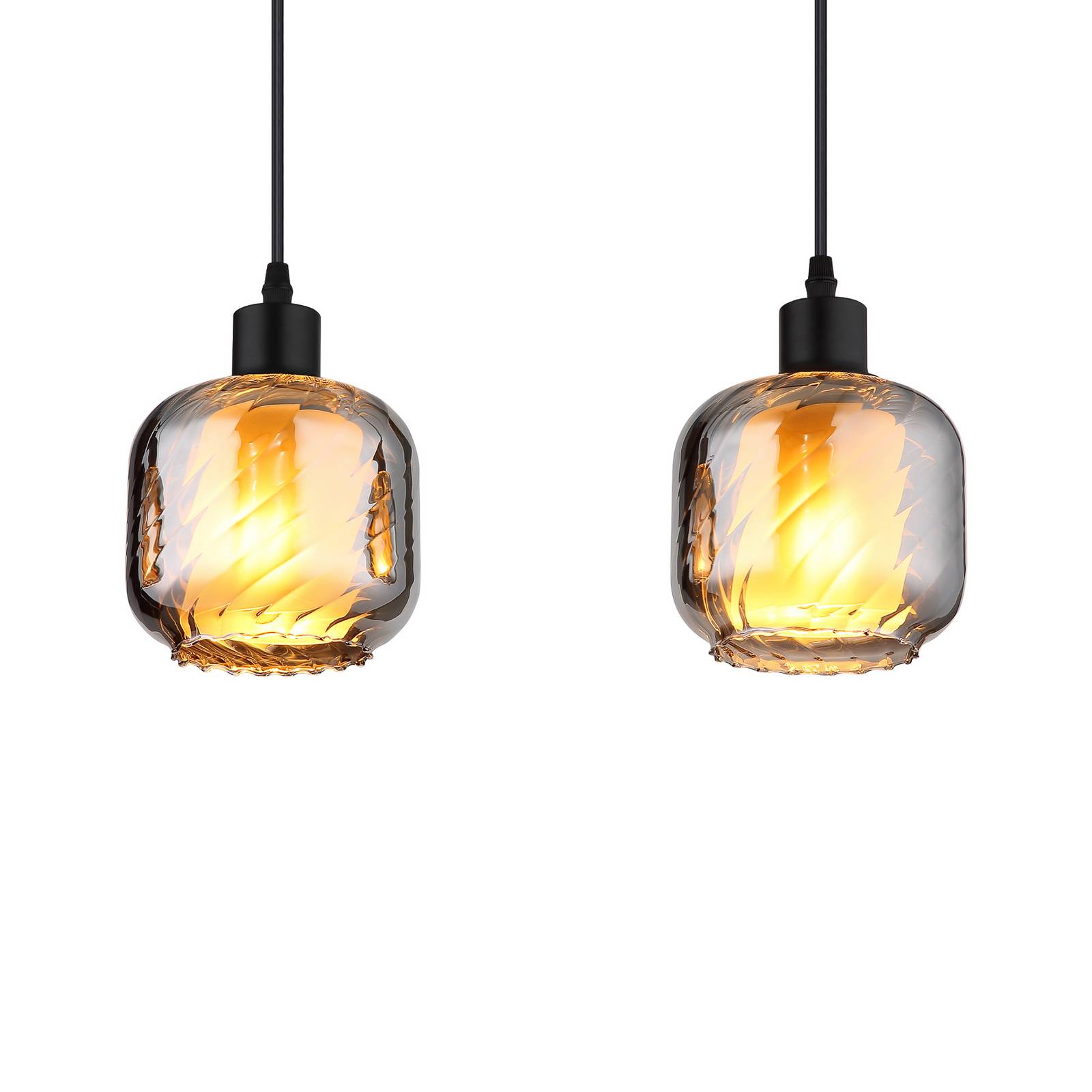 Lampa wisząca Xia, długość 89 cm, dymny szary, 4-punktowa, szkło