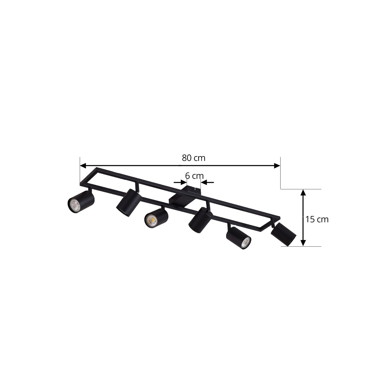 Lindby Deckenstrahler Bravius, schwarz, 6-flammig, Eisen