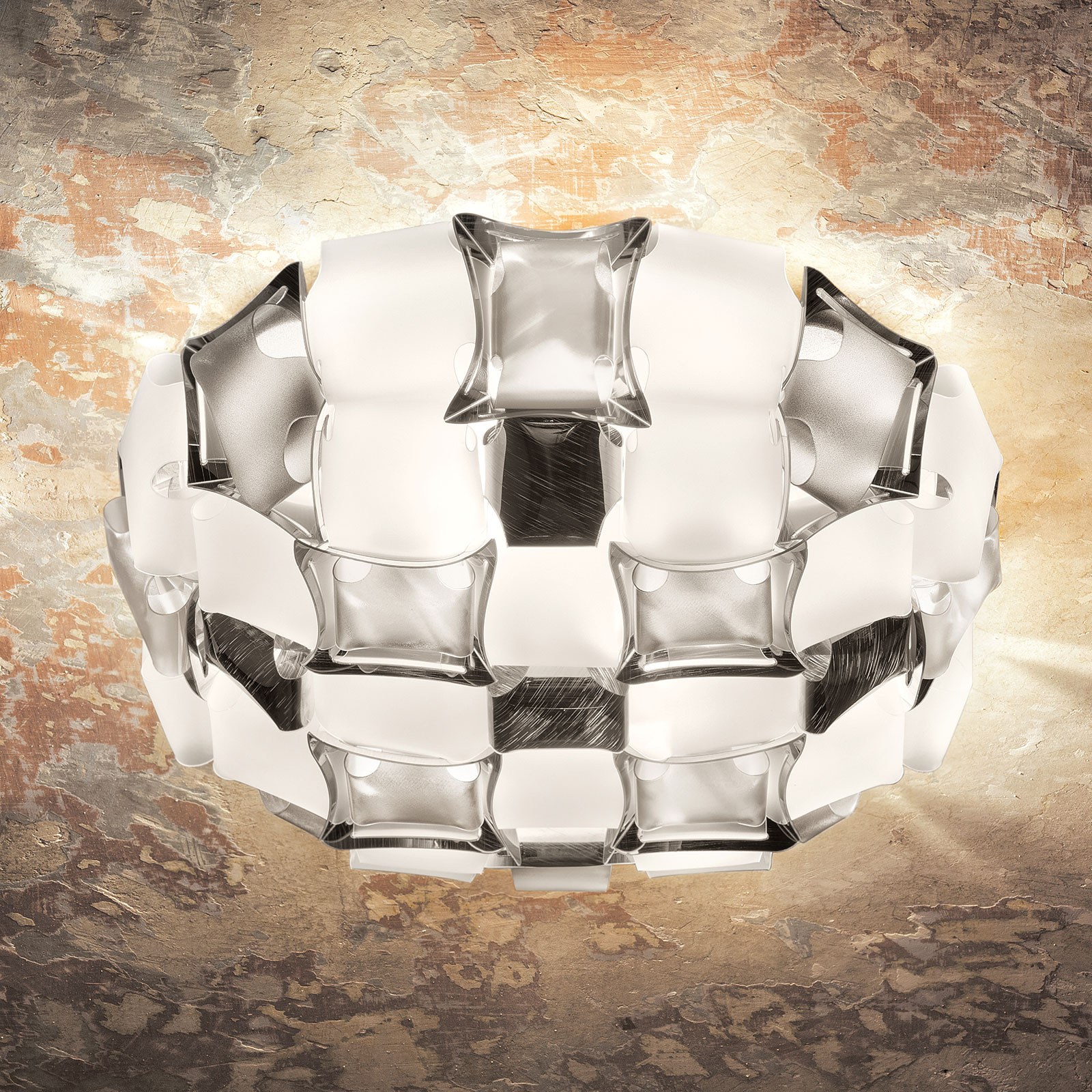 Slamp Mida ceiling light, Ø 67 cm, platinum/white, for Living / Dining Room, plastic, E27, 12 W, energy efficiency: A++, H: 21 cm