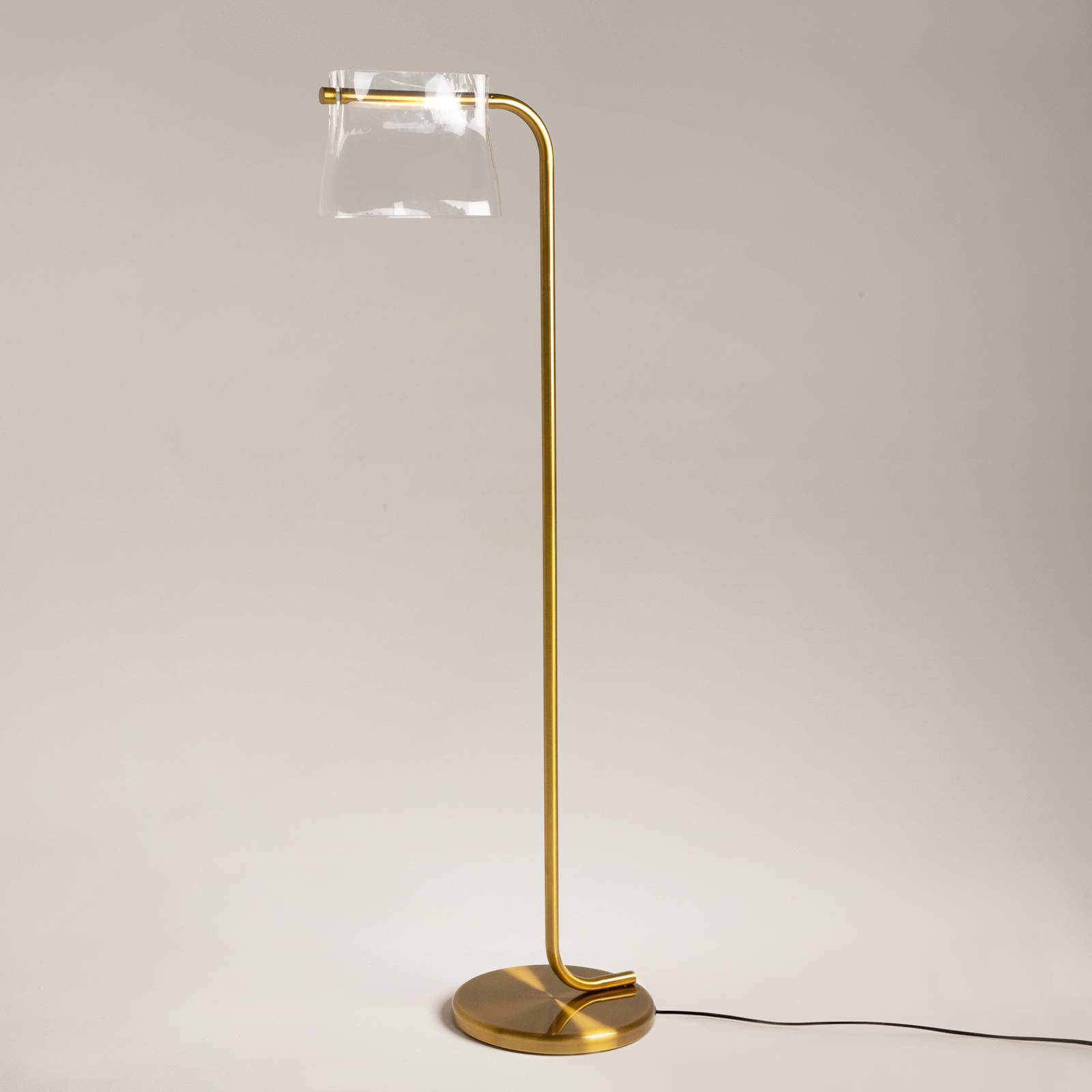 Maytoni Szklana lampa stojąca Cabaret, mosiądz, wysokość 126,5 cm
