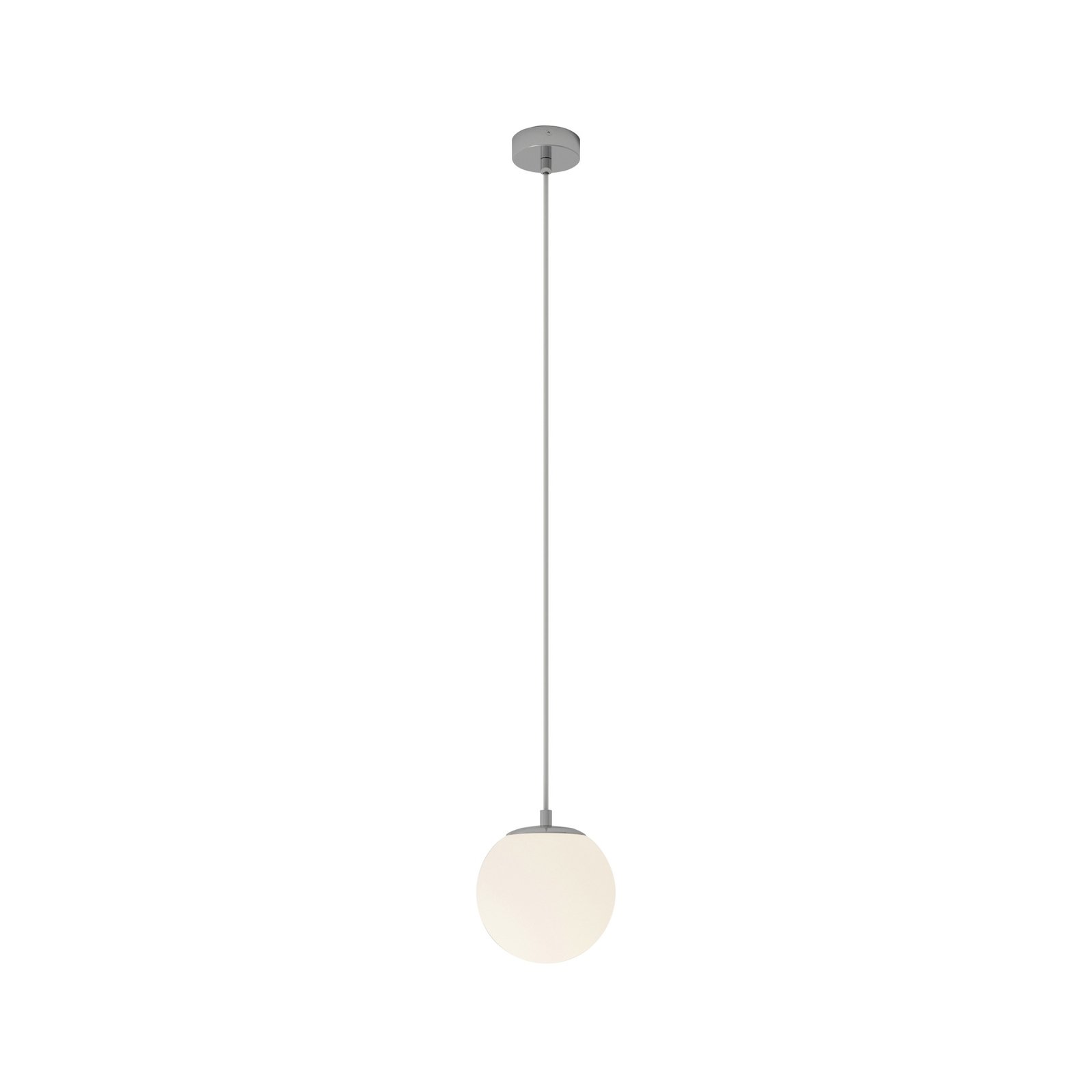 Lucande lampada a sospensione Bidolo, colore cromo, vetro, Ø 15 cm, IP44