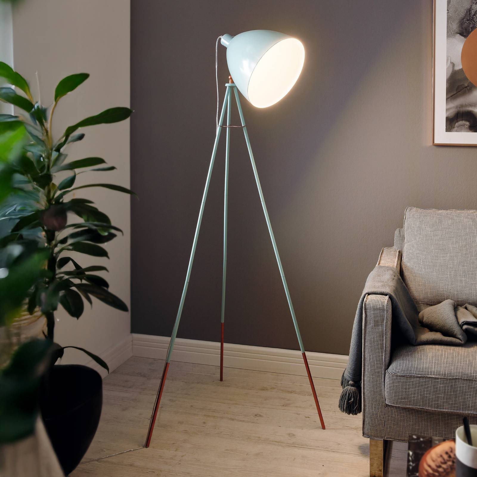 EGLO Stojací lampa Dundee retro v mátově zelené