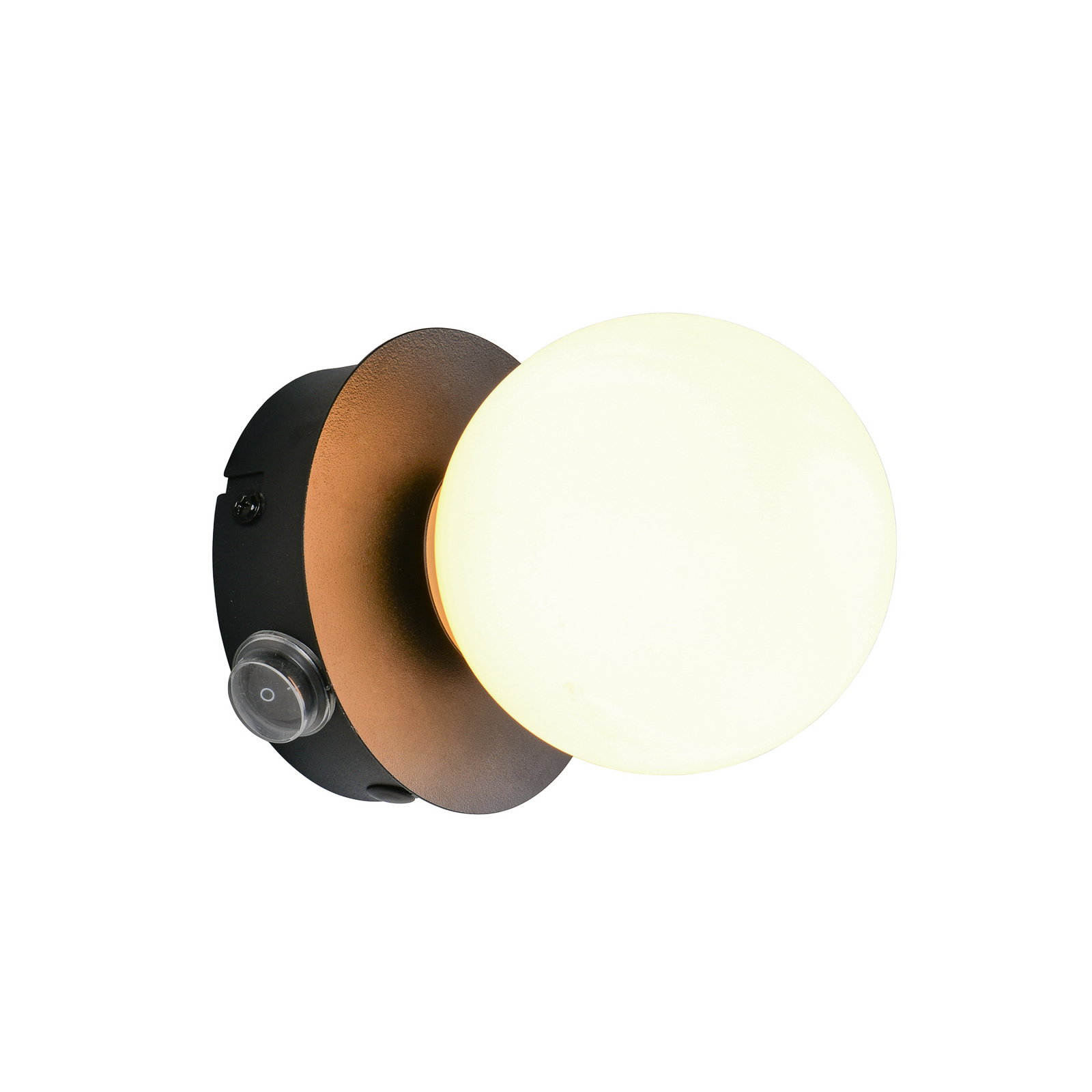 Sienas lampa „Alfio“, Ø 11 cm, matēti melna, metāls/stikls, IP44 Sienas lampa „Alfio“, Ø 11 cm, matēti melna, metāls/stikls, IP44