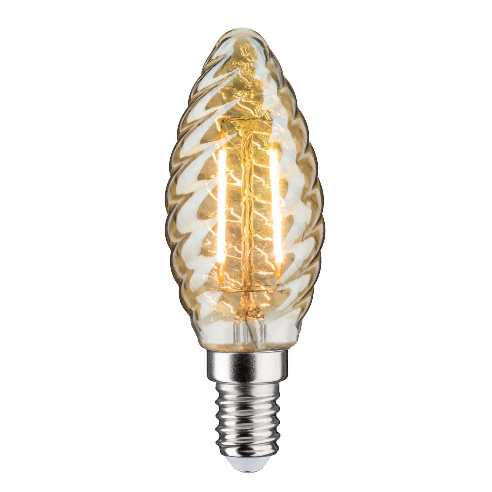 Ampoule flamme LED E14 2,6 W 2 500 K or torsadée