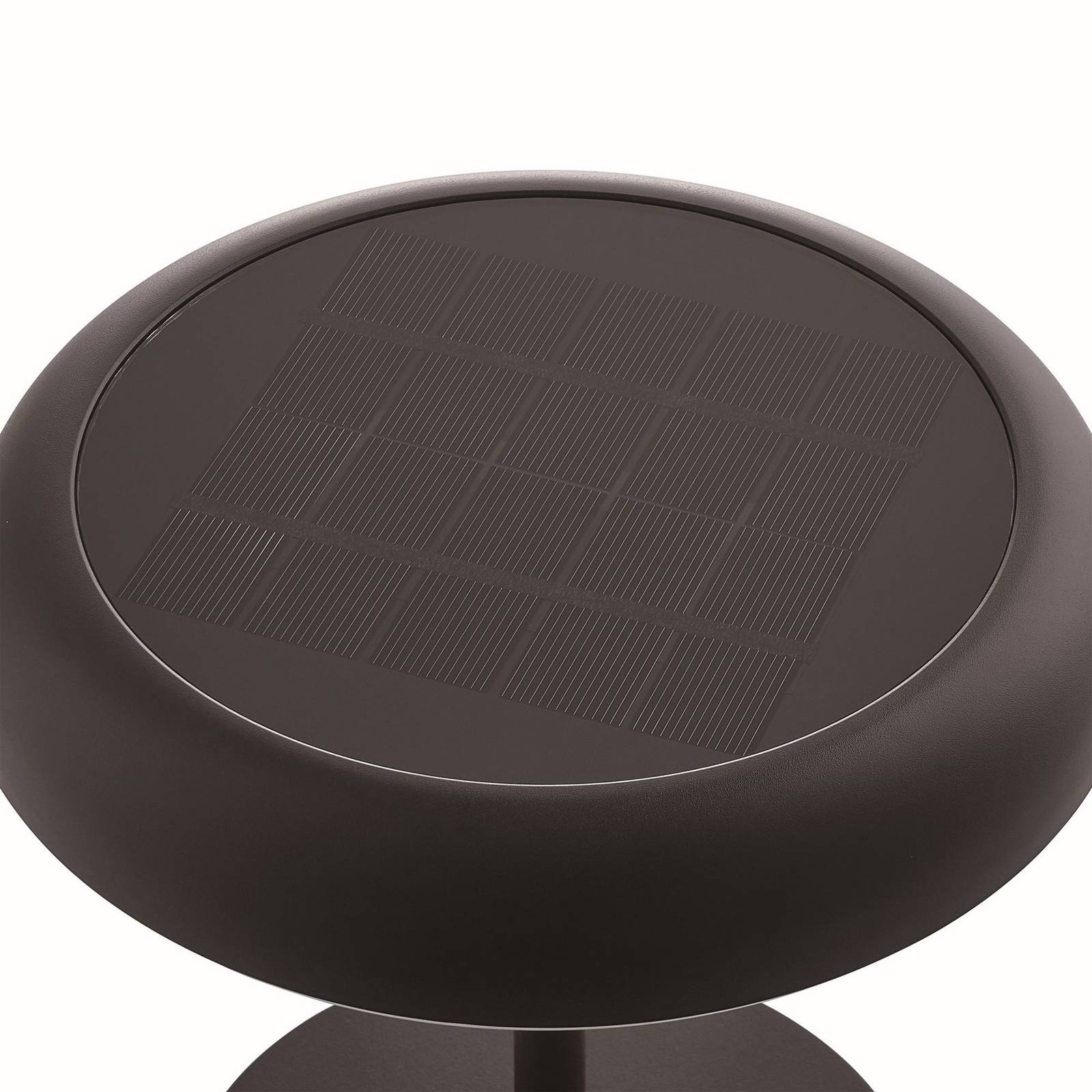 Lampa stołowa LED z akumulatorem słonecznym Elmer, czarna, metalowa, IP44