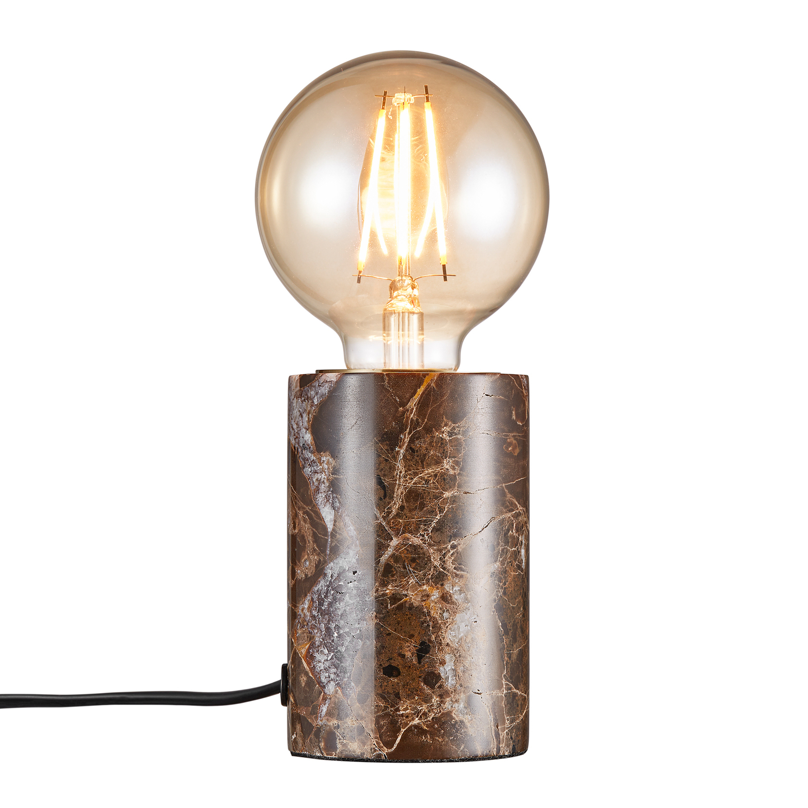 Siv table lamp light, marble cylinder, brown