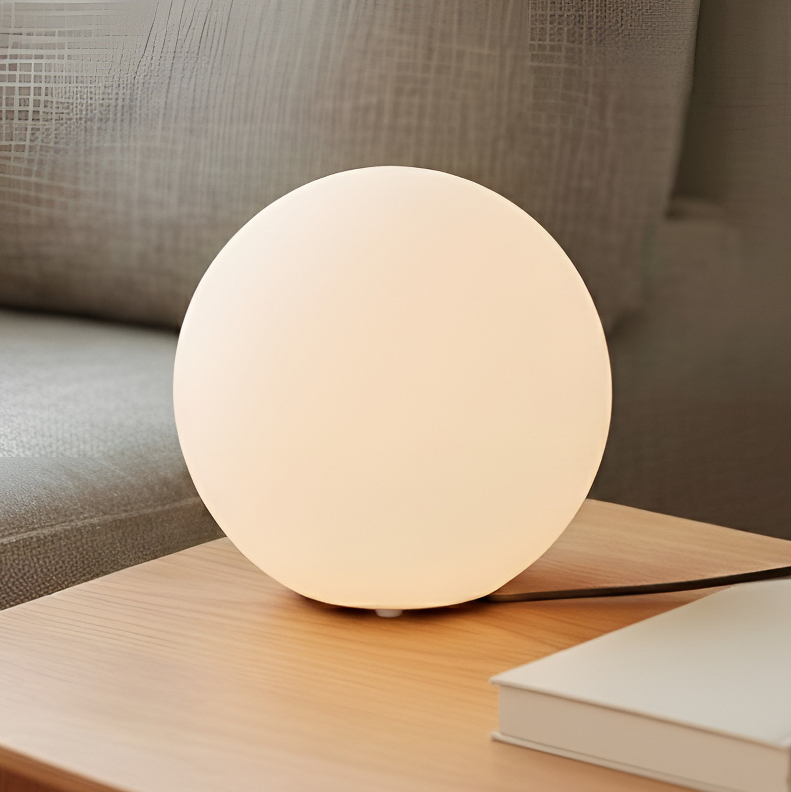 Lindby candeeiro de mesa Marike, branco, vidro, globo, Ø 25 cm, E27