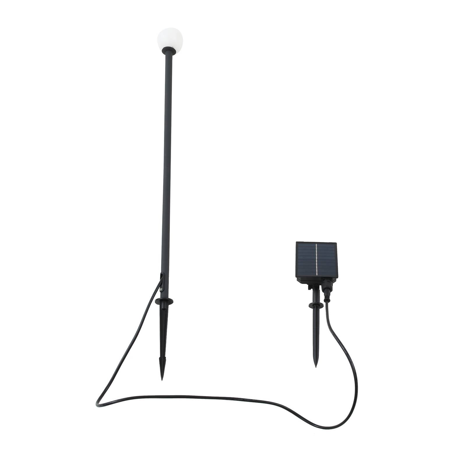 Lindby LED-Solarleuchte Freydis, schwarz, Aluminium, 2.000 K