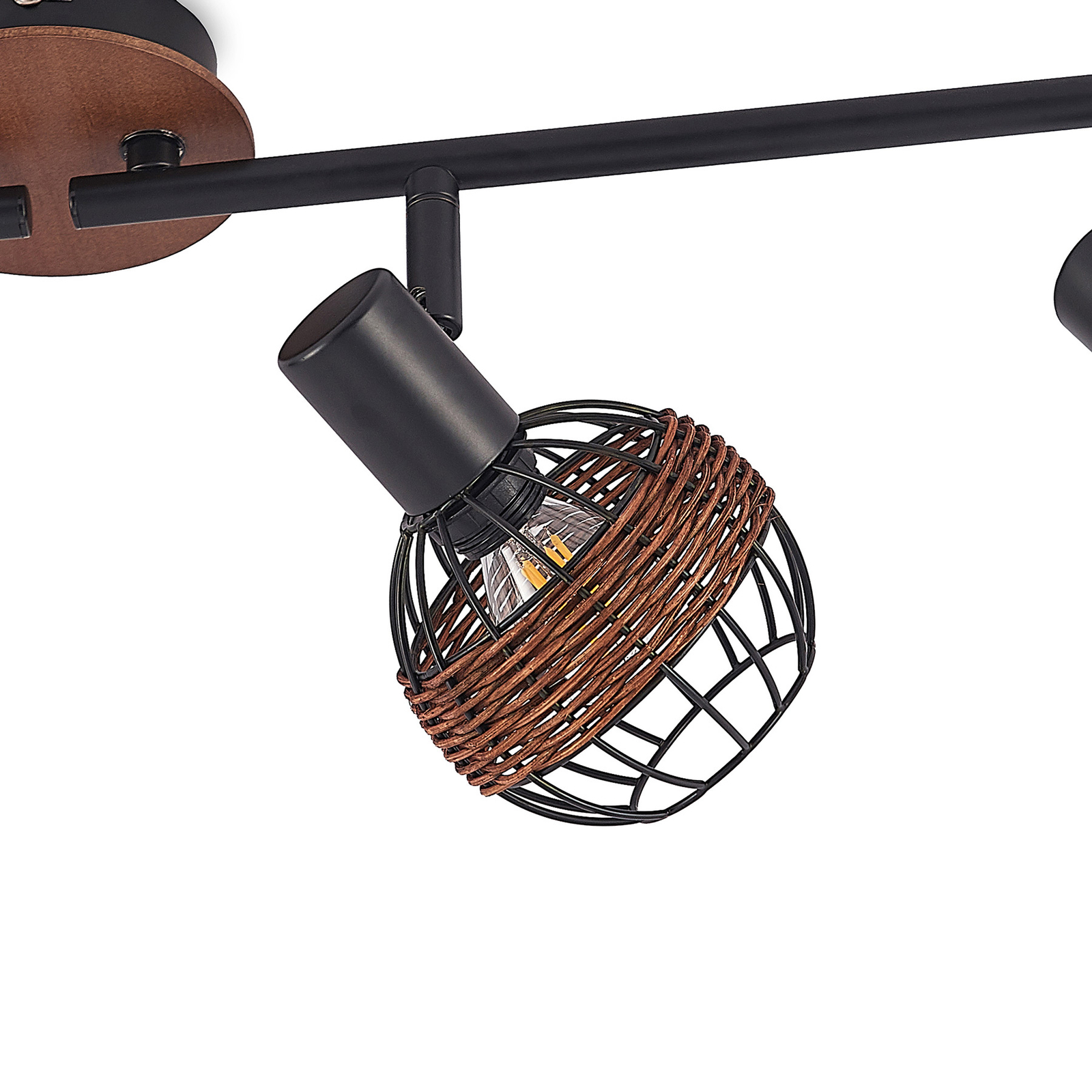 Lindby Nermina rotan-spot, kooi, 4-lamps