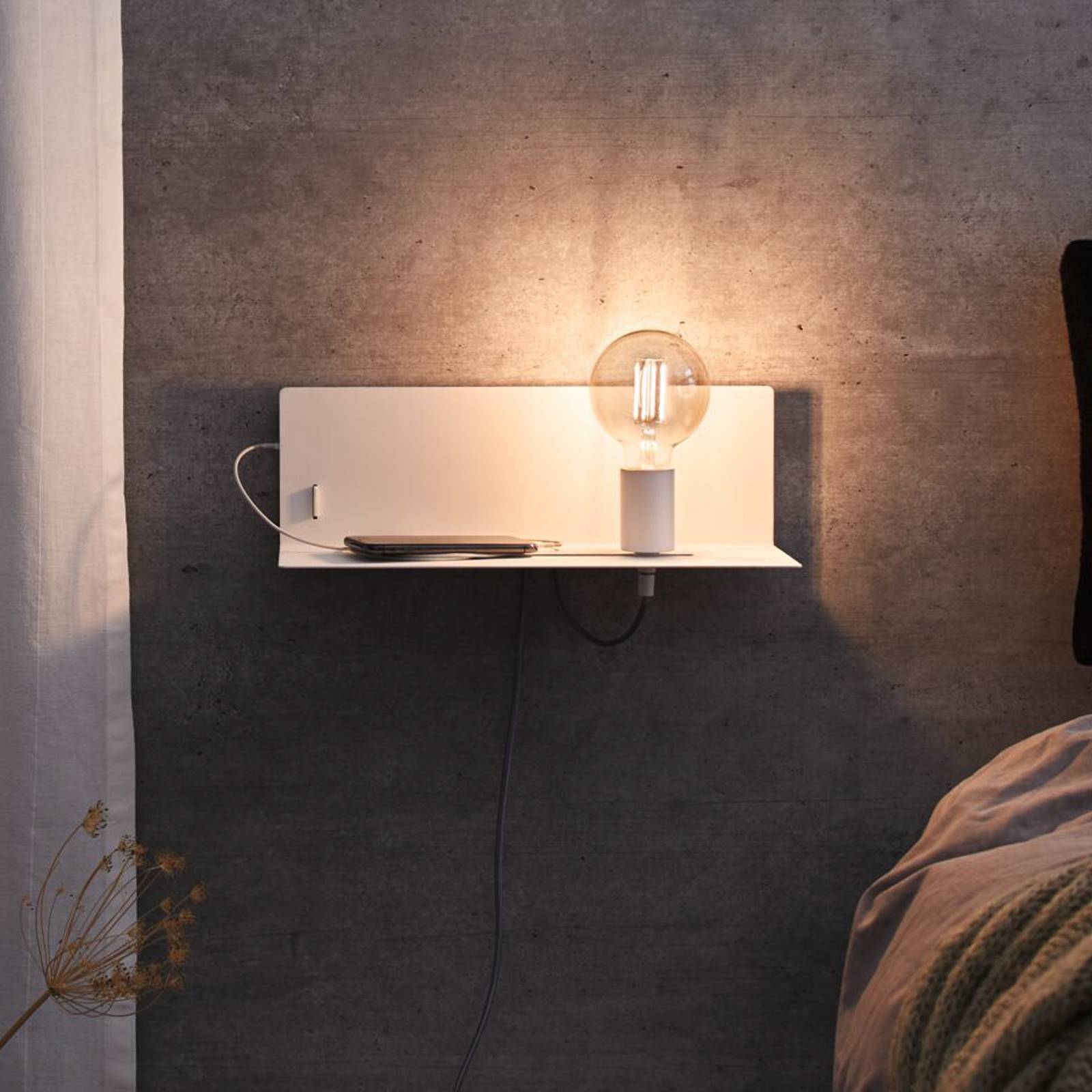 Paulmann Wandlampe Devara, weiß, 40 cm E27 USB-Port günstig online kaufen