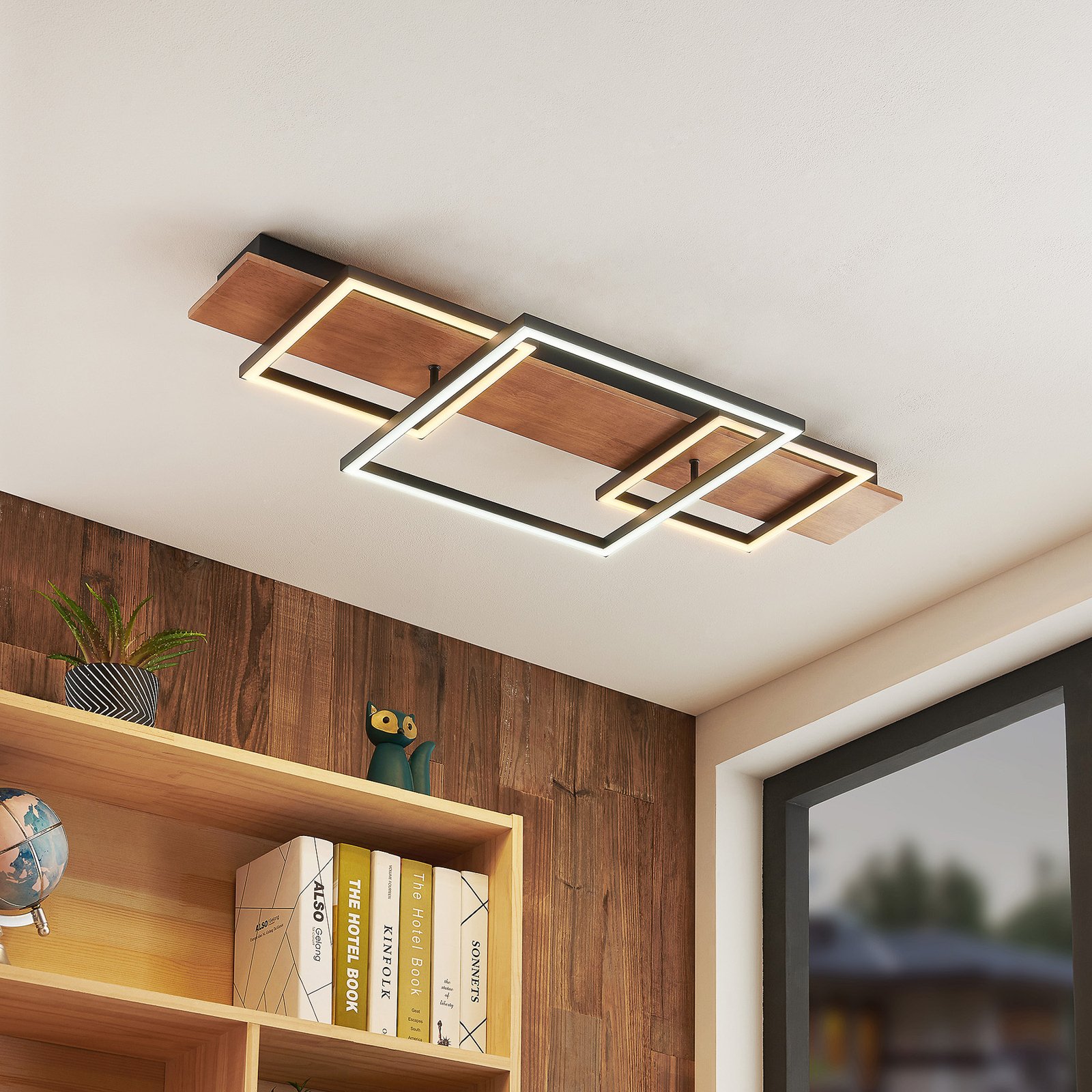 Chariska LED Plafondlamp L95 Wood/Black - Lucande