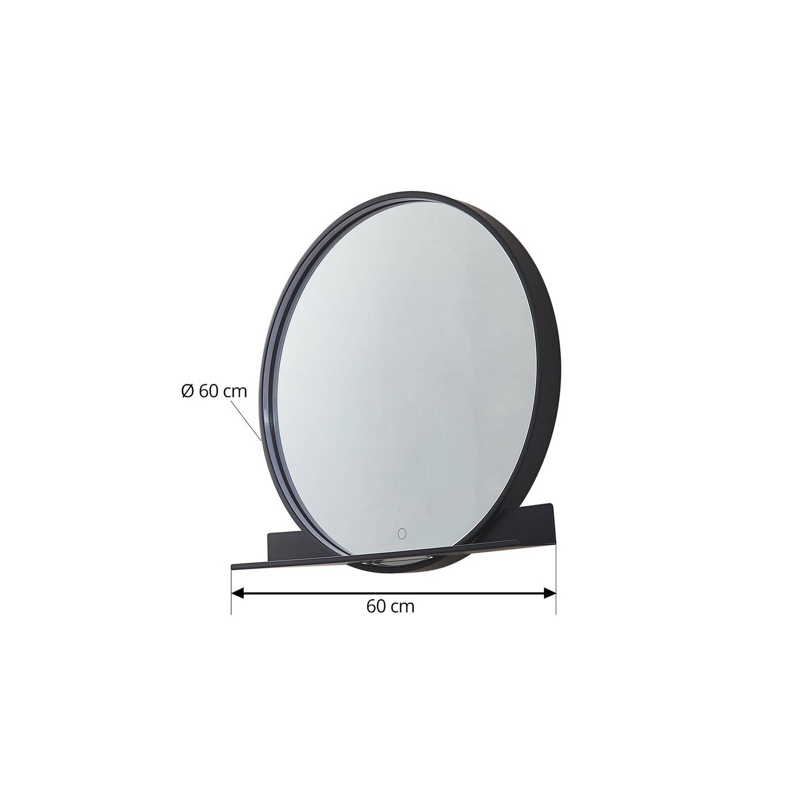 Lustro Lucande LED Miren, czarny, aluminium, CCT, półka