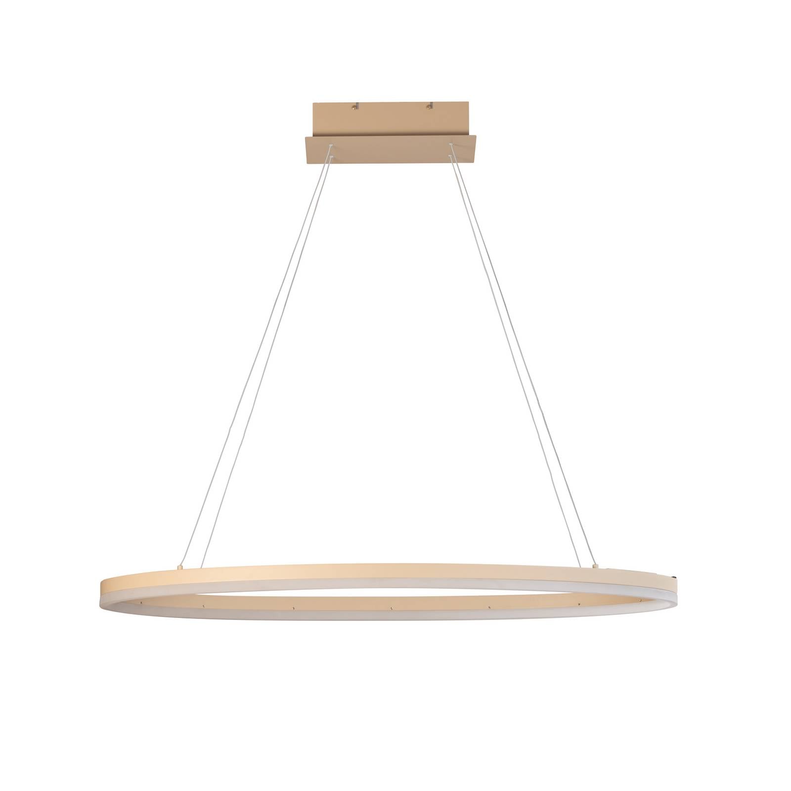 LED-Hängelampe Silvio, Länge 100 cm, sandfarben, Metall, CCT
