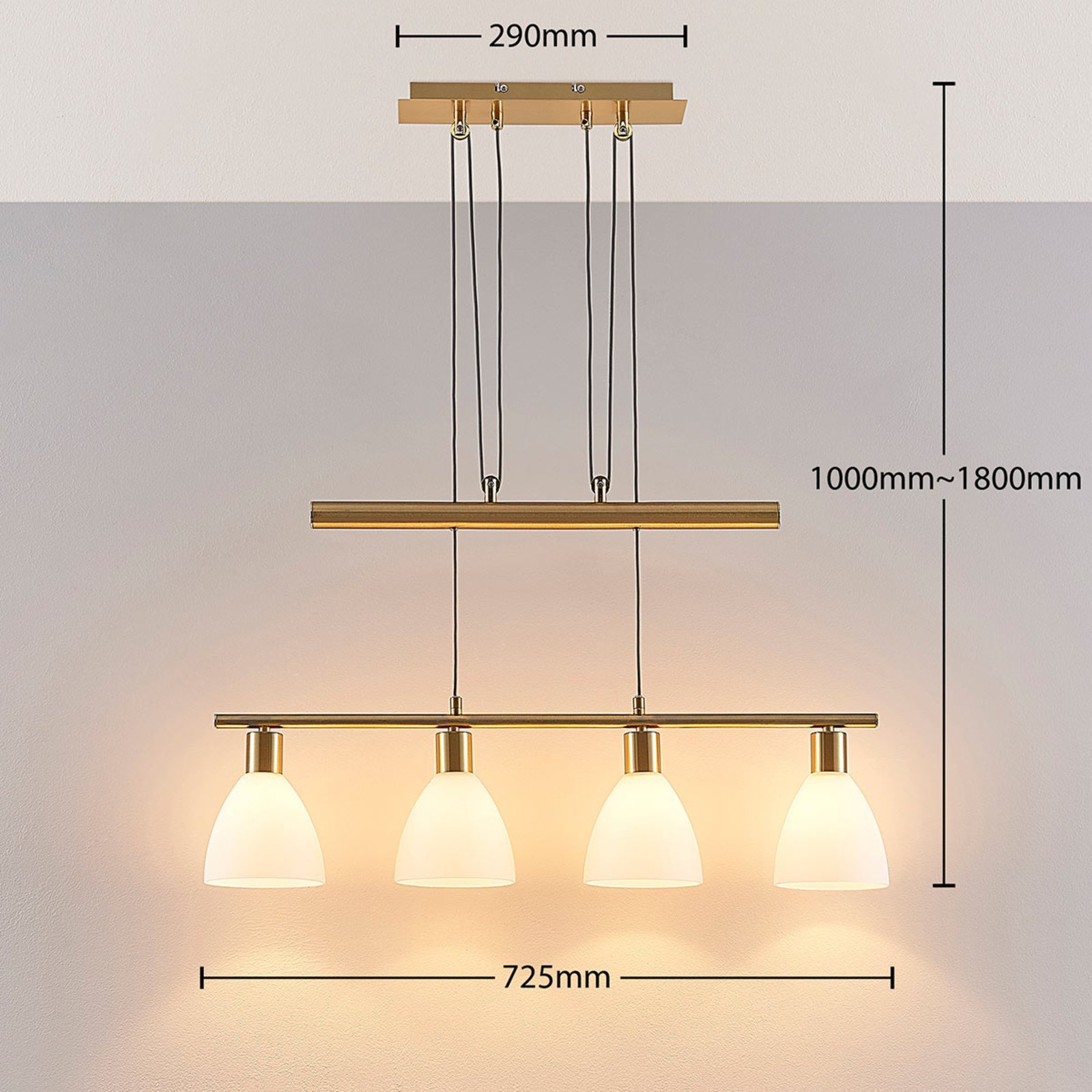 Simeon Hanglamp White/Brass - Lindby