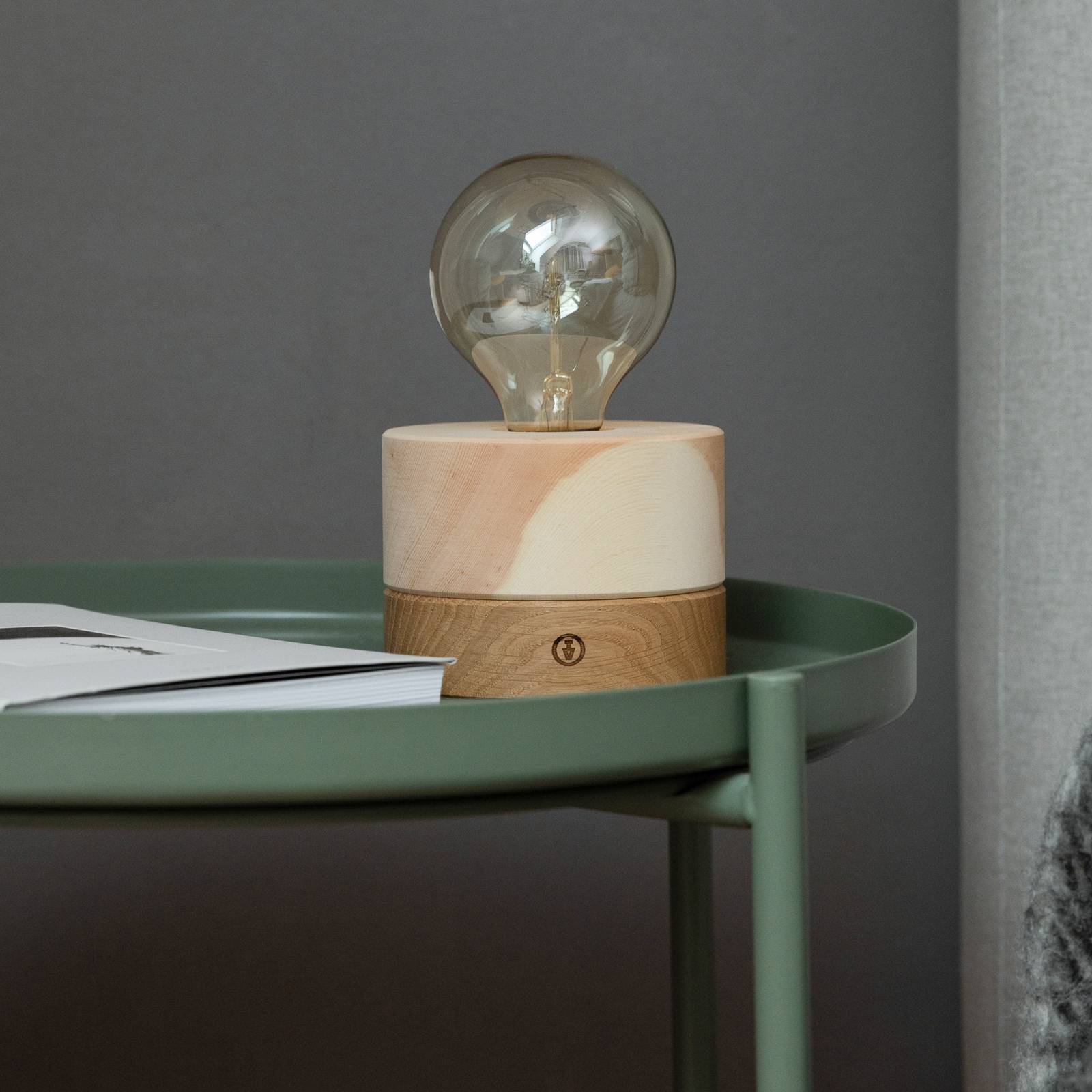 Almut von Wildheim ALMUT 0239 table lamp, sustainable, Swiss pine/oak, for Living / Dining Room, Swiss pine wood, E27, 52 W, H: 8 cm
