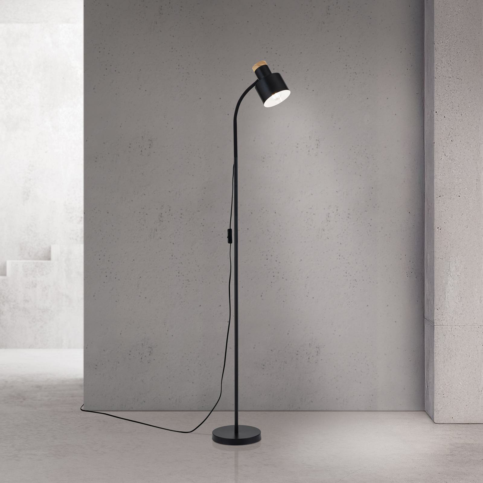 Gulvlampe Gili, sort mat, stål, højde 150 cm, E27