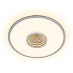 Toro LED ceiling light, matt chrome, Ø 42 cm, plastic