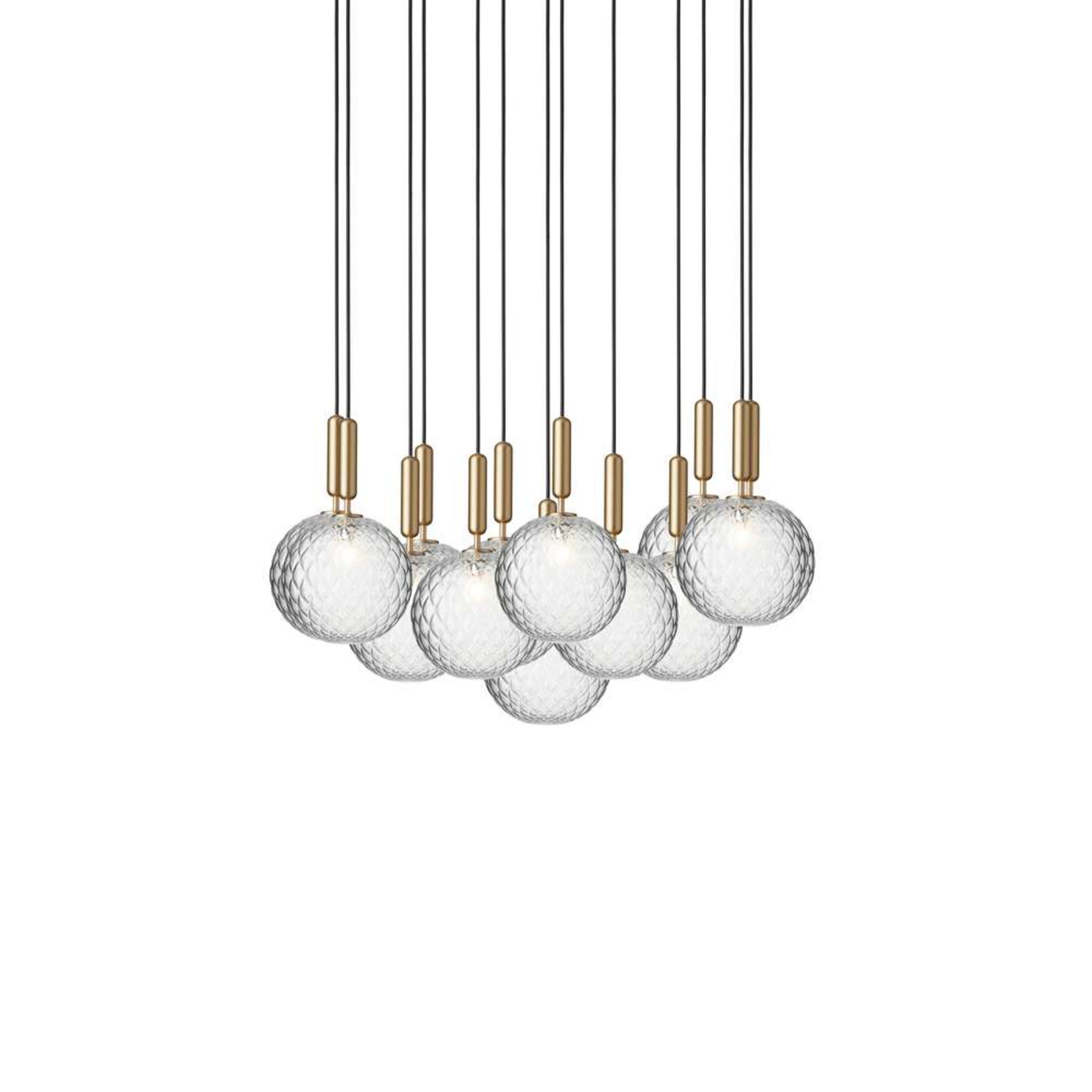 Miira 13 lysekrone, messing/klar, Ø 98 cm, 13-flg. - Nuura