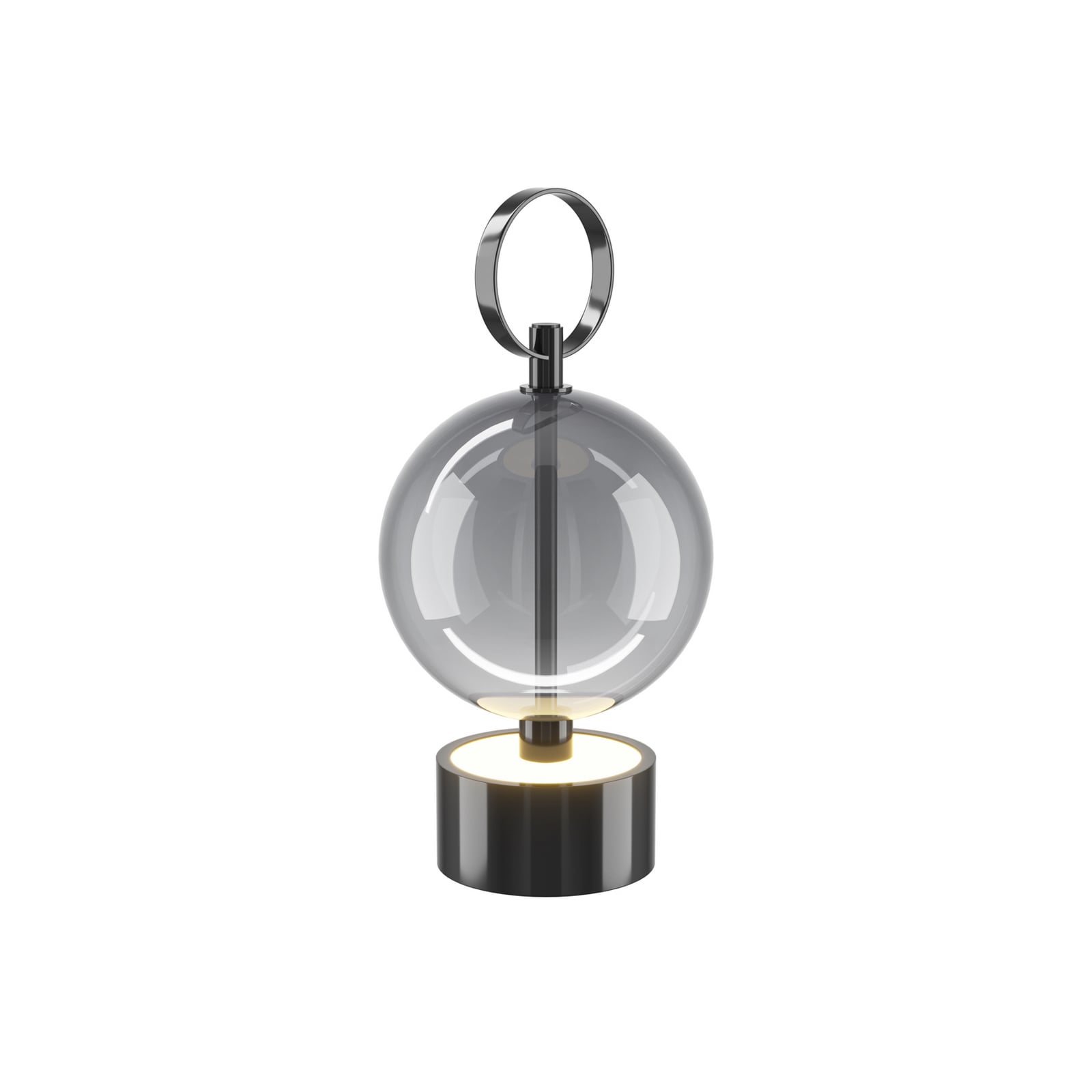 DOUBLE MOON rechargeable LED table lamp, smoky grey, height 25 cm, glass